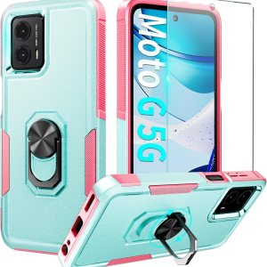 LUTTY Funda diseñada para Motorola Moto G 5G 2023, Moto G Power 5G 2023, con soporte de anillo giratorio de 360 y protector de pantalla, parte LUTTY Funda diseñada para Motorola Moto G 5G 2023, Moto G Power 5G 2023, con soporte de anillo giratorio de 360 y protector de pantalla, parte