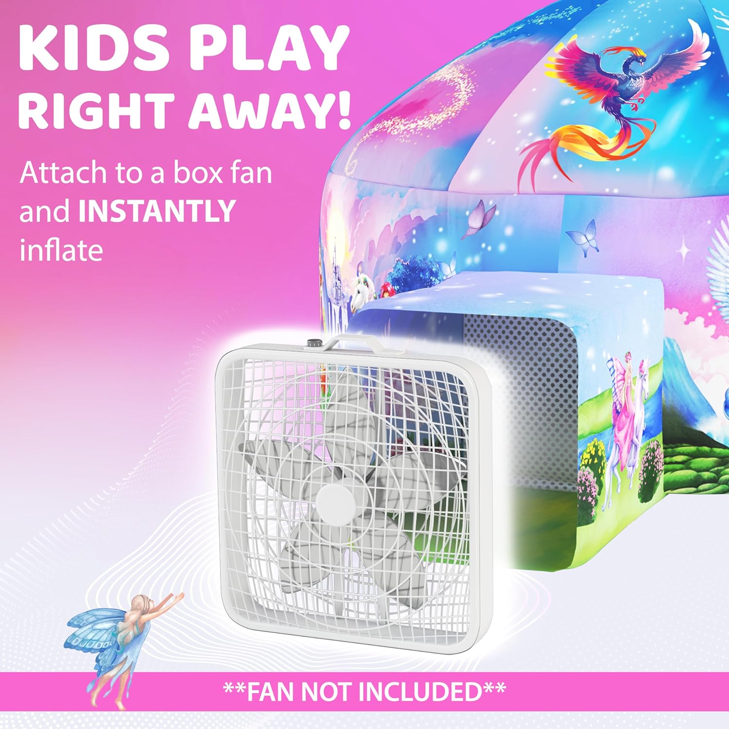 W&O Enchanted Aerodome con luces LED – Fuerte de tienda de campaña inflable para niños – Tienda de campaña de princesa para niñas – Tienda de