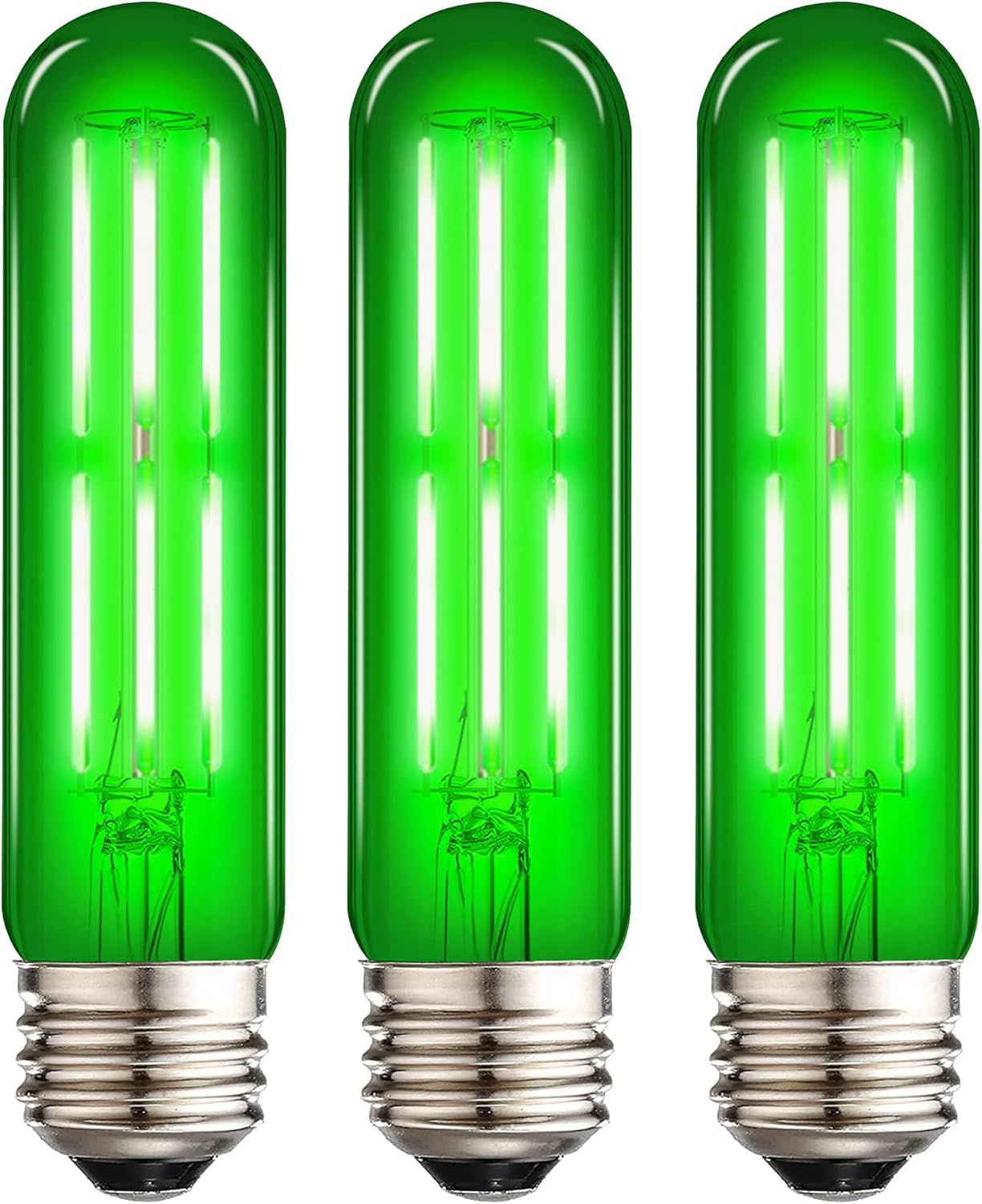 Bombillas LED verdes T10, luces LED verdes E26 que reemplazan hasta 60 W, bombillas tubulares LED de 5 pulgadas, bombillas de colores para porche,