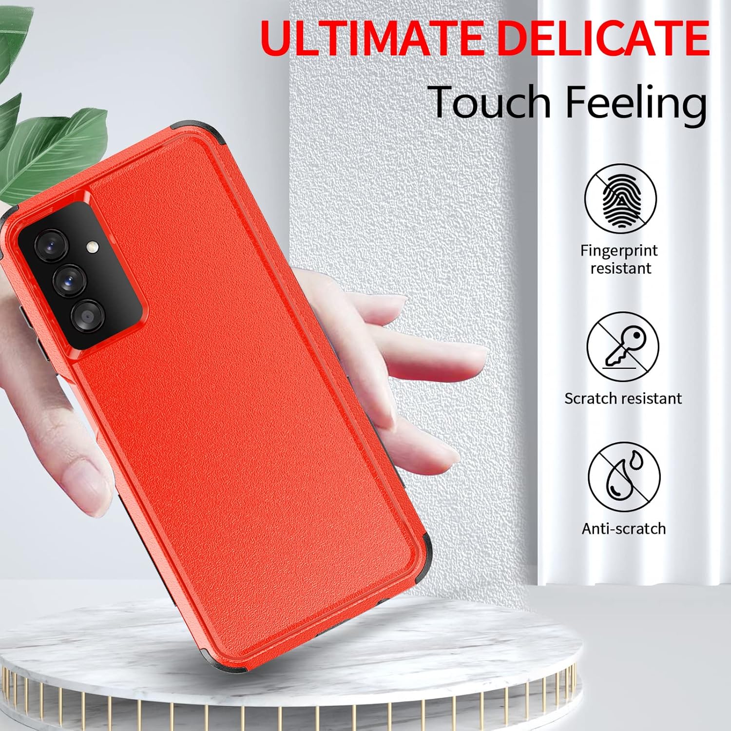 Unitedtime – Funda para Galaxy A13  Protección contra caídas resistente a prueba de golpes Militar Bumper Funda para teléfono  Resistente (rojo)
