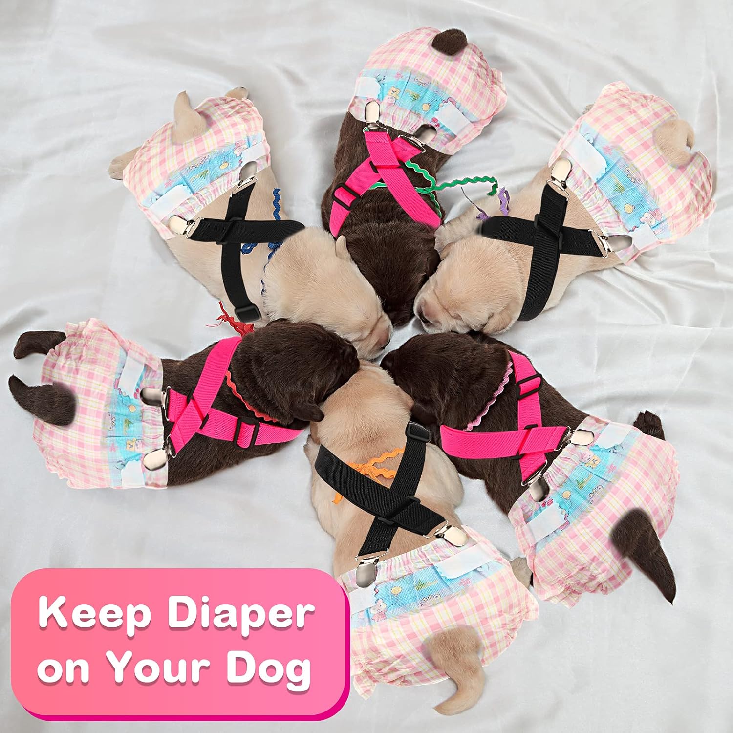 Nuanchu 2 piezas de tirantes de pañales para perro, macho, hembra, bandas para el vientre, arnés canino, vestido duradero, correa de pañal, para