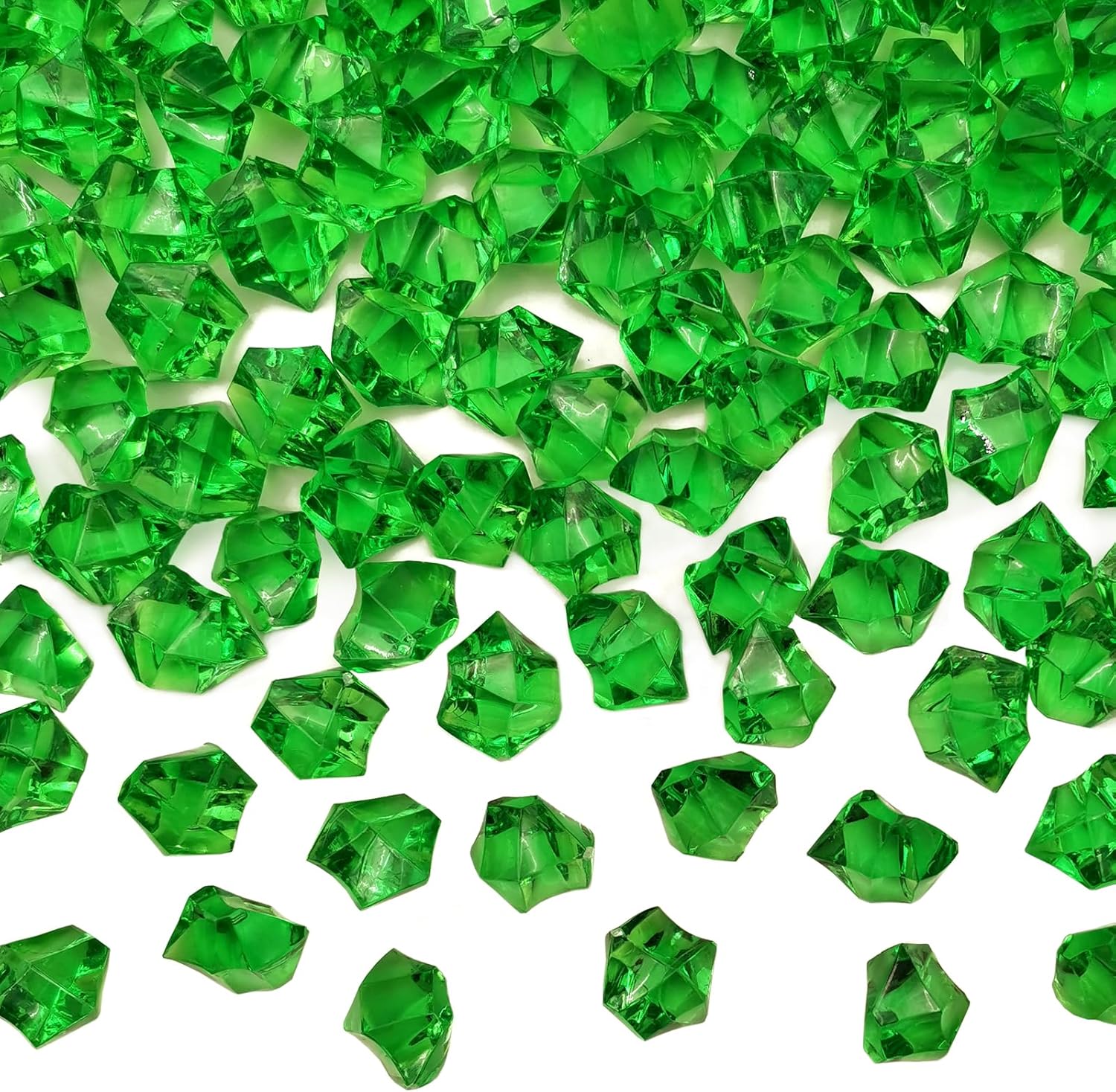 LYFJXX Rellenos de jarrón verde para decoración del hogar, cubitos de hielo triturados falsos, rellenos de jarrón, 150 cubos de hielo falsos