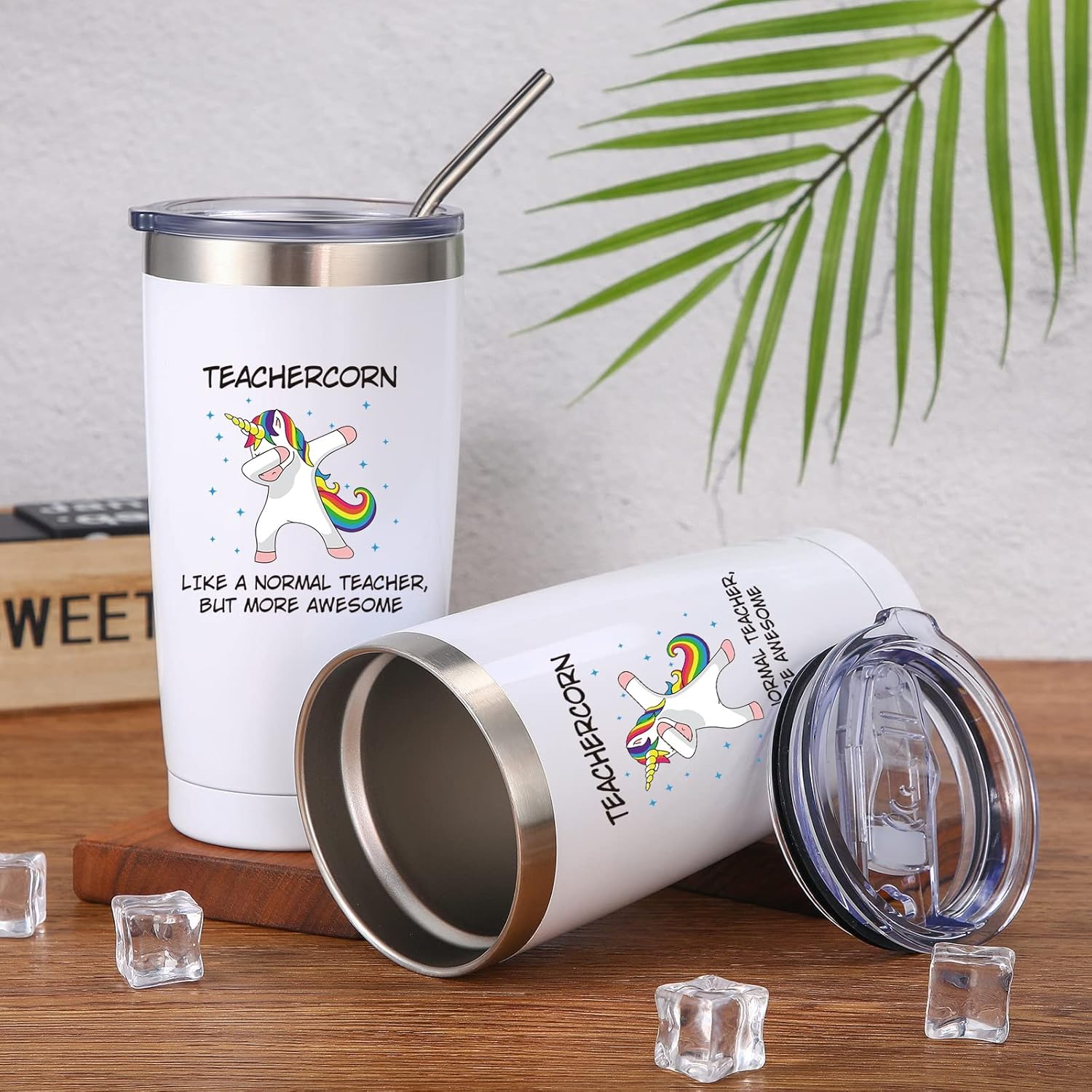 2 vasos de unicornio para profesores, regalos de graduación, regalo de agradecimiento para profesores, ideal para el día del maestro, cumpleaños,