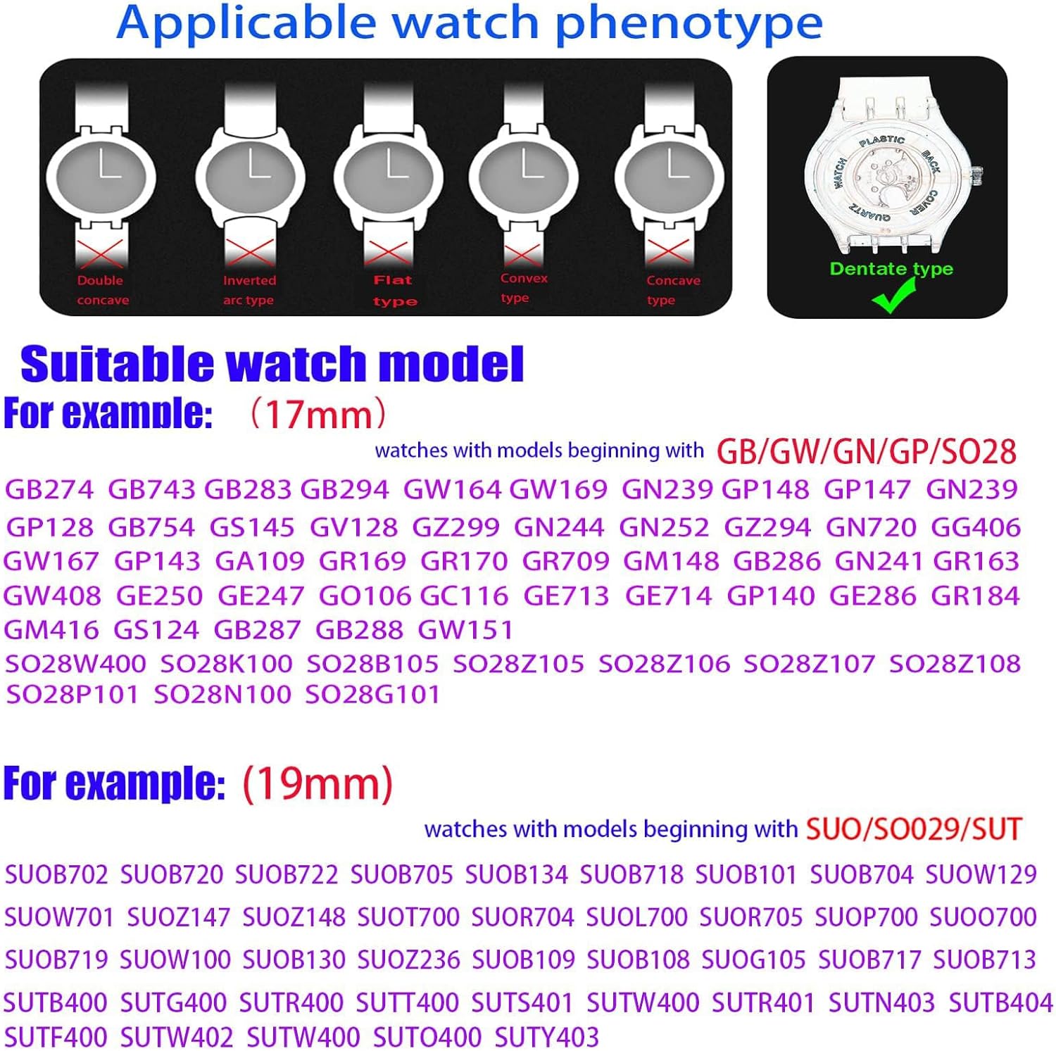 Correa de reloj de goma de 0.669 in y 0.748 in compatible con Swatch Watch Band Reemplazo impermeable pulsera de reloj de silicona para damas
