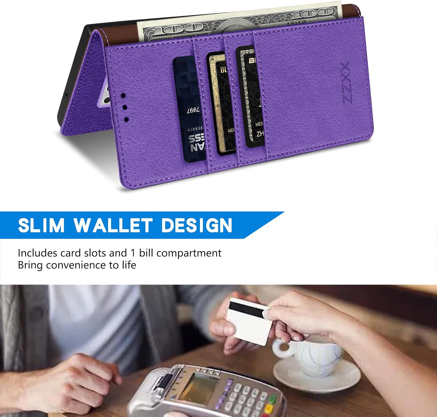 ZZXX Funda tipo cartera para Samsung Galaxy Note 9 con bloqueo RFID, ranura para tarjetas, función atril, cierre magnético, funda protectora de