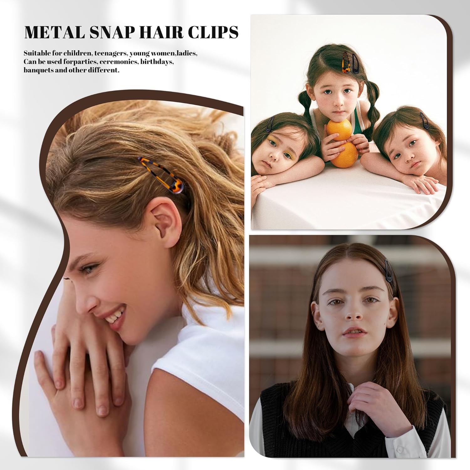Cptots Pinzas de metal para el cabello con cierre de agua, antideslizantes, para mujeres y niñas, pinzas medianas para cabello fino grueso y fino,