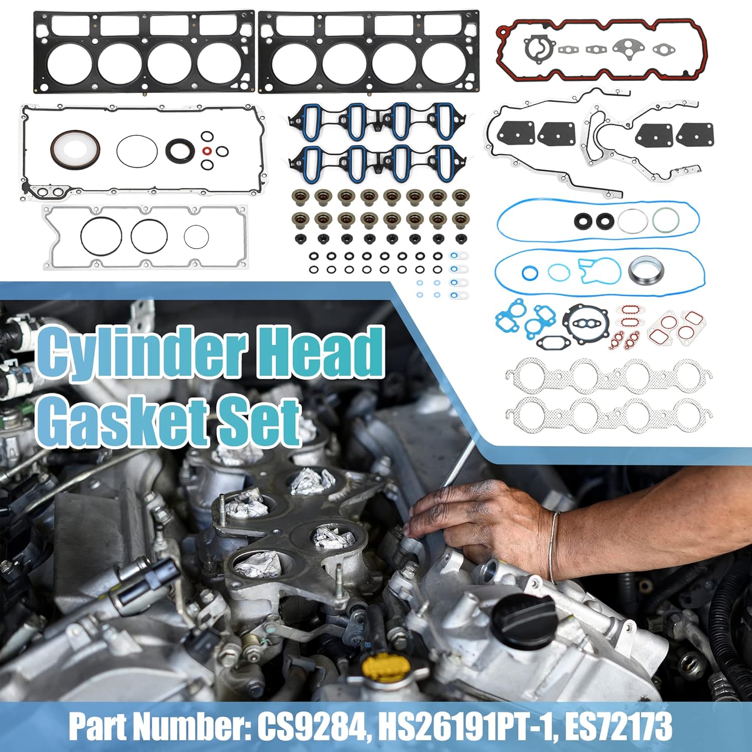 X AUTOHAUX Juego de juntas de culata del motor HS26191PT HS26190PT-2 para Cadillac Escalade para Chevrolet Avalanche 5.3L Acero