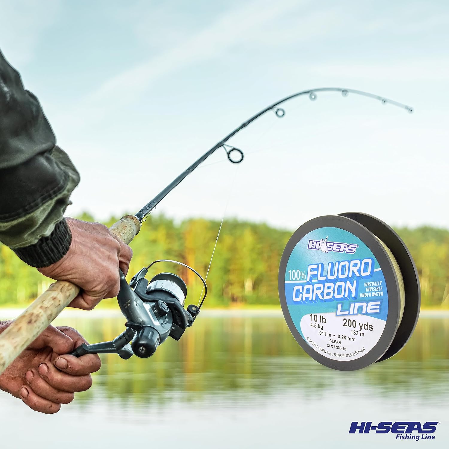 Hi-Seas 100% Fluorocarbon Fishing Line Clear – Strong & Tough Fishing Leader Line, Sinks Faster Than Monofilament Fishing Line. Available in 6lb,