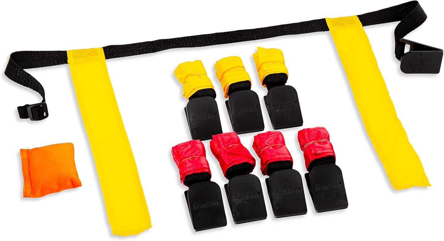 Franklin Sports Juego de fútbol con bandera  Cinturones de fútbol con bandera de 8 jugadores para adultos + jóvenes, cinturones ajustables +
