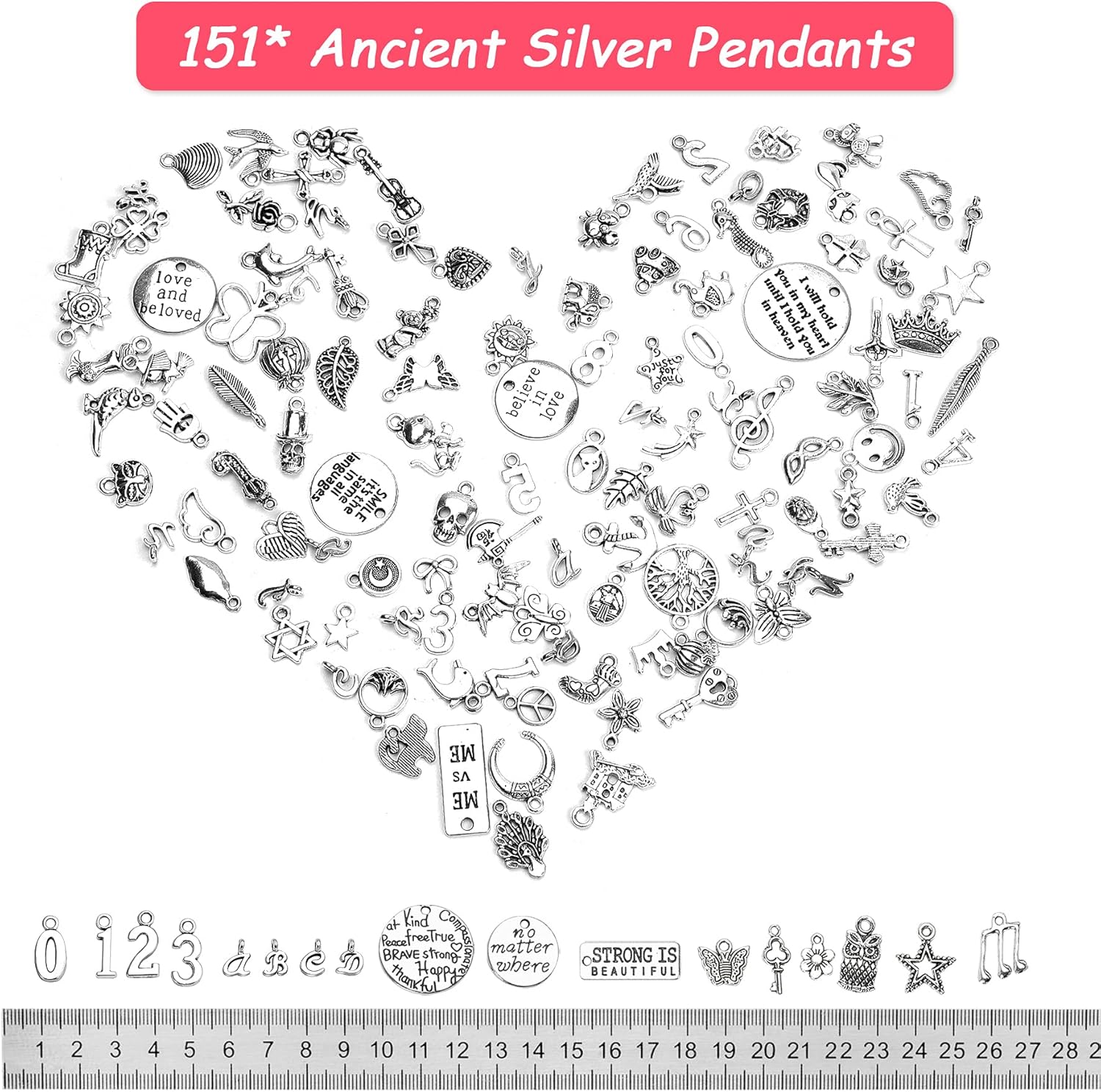 UPINS – Kit de 544 piezas para hacer aretes de pulsera, brazaletes en blanco expandibles con dijes, colgantes de plata tibetana, ganchos para