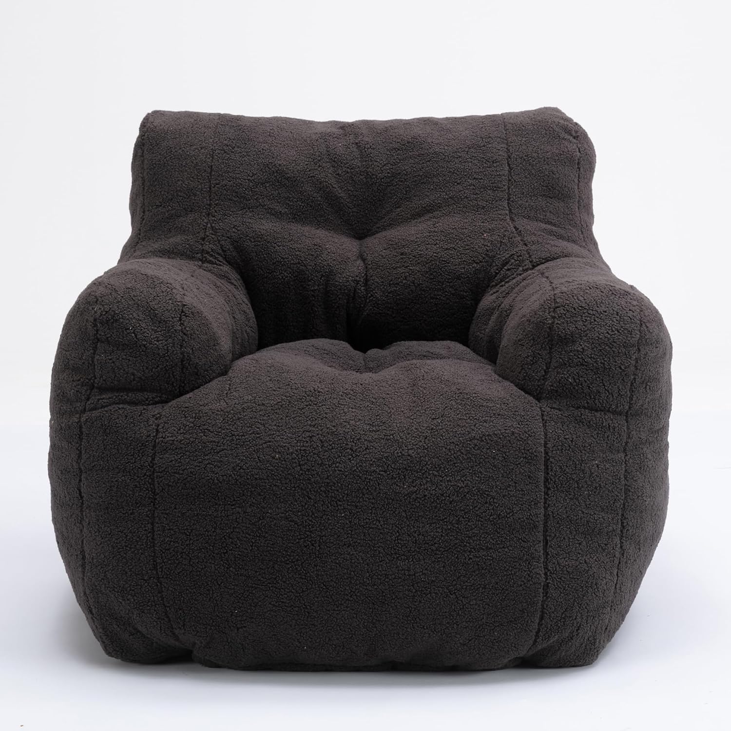 Hommoo Puf grande para adultos con reposabrazos, cómodo puf con relleno de espuma, esponjoso, tela de peluche suave, puf copetudo para dormitorio,