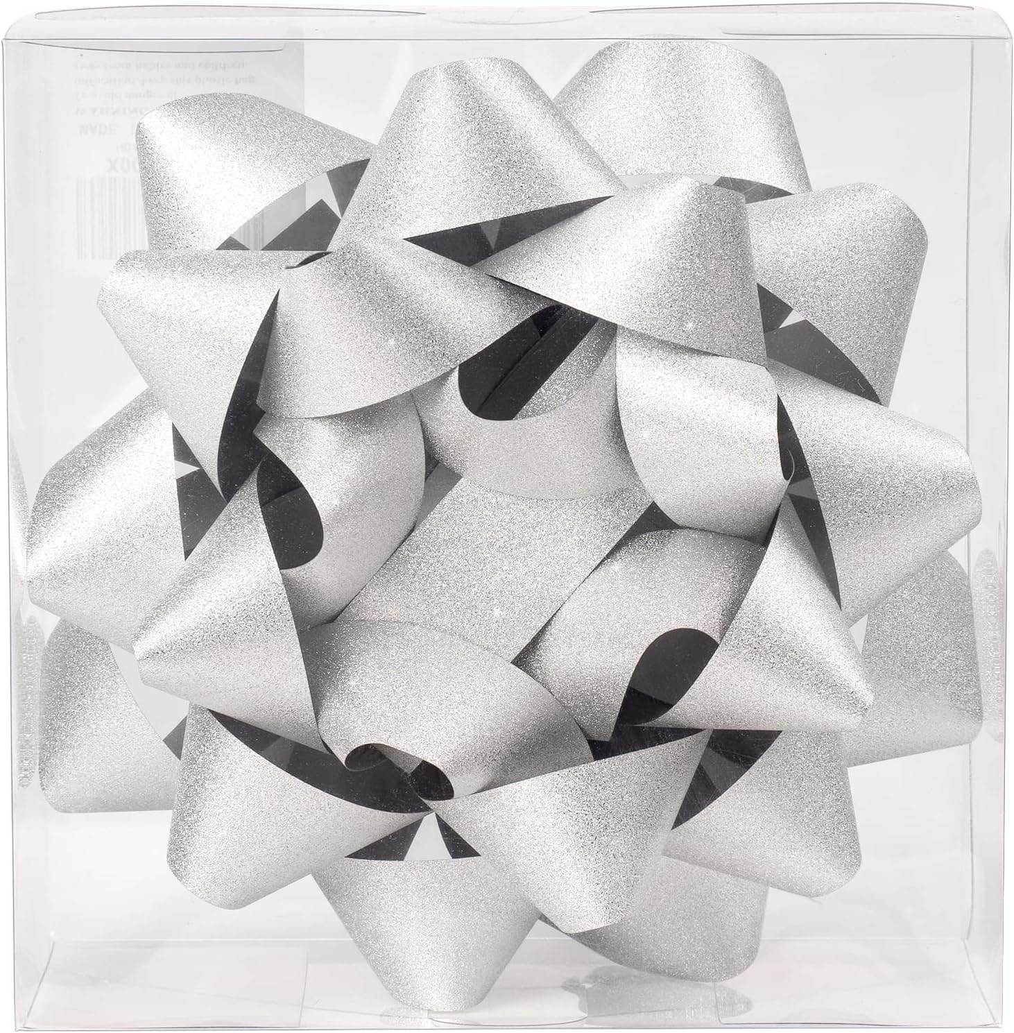 LeZakaa Lazo de regalo con purpurina de 8 pulgadas, lazo de regalo autoadhesivo plateado para cumpleaños, Navidad, boda, vacaciones (paquete de 1)