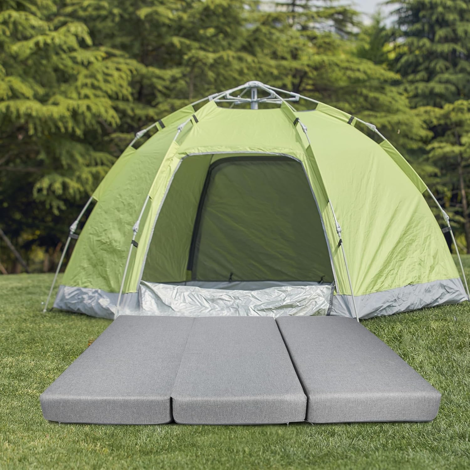 Colchón plegable de espuma viscoelástica, cubrecolchón de triple pliegue de 6 pulgadas con funda transpirable y lavable, cama de invitados portátil