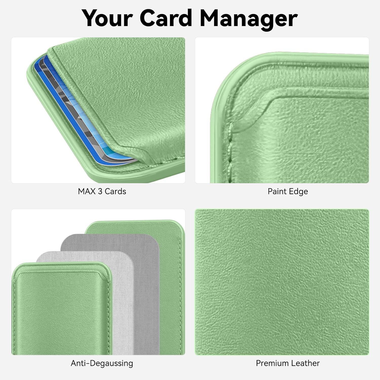 Amzone Tarjetero magnético para teléfono celular con caja fuerte Mag, más fuerte magnética RFID de cuero para teléfono compatible con la serie de