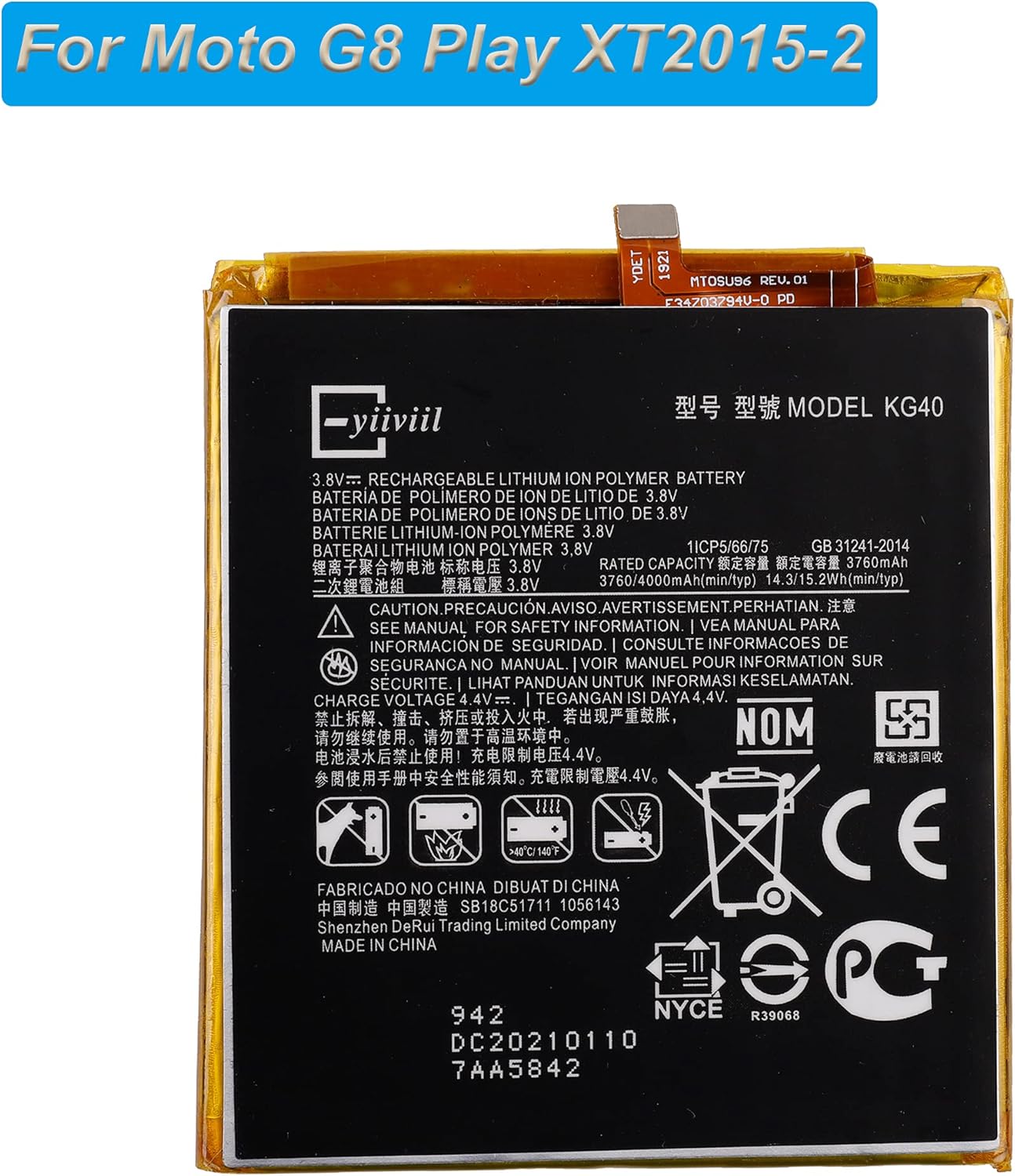 Batería de repuesto KG40 compatible con Moto G8 Play G Fast XT2015-2 con herramientas
