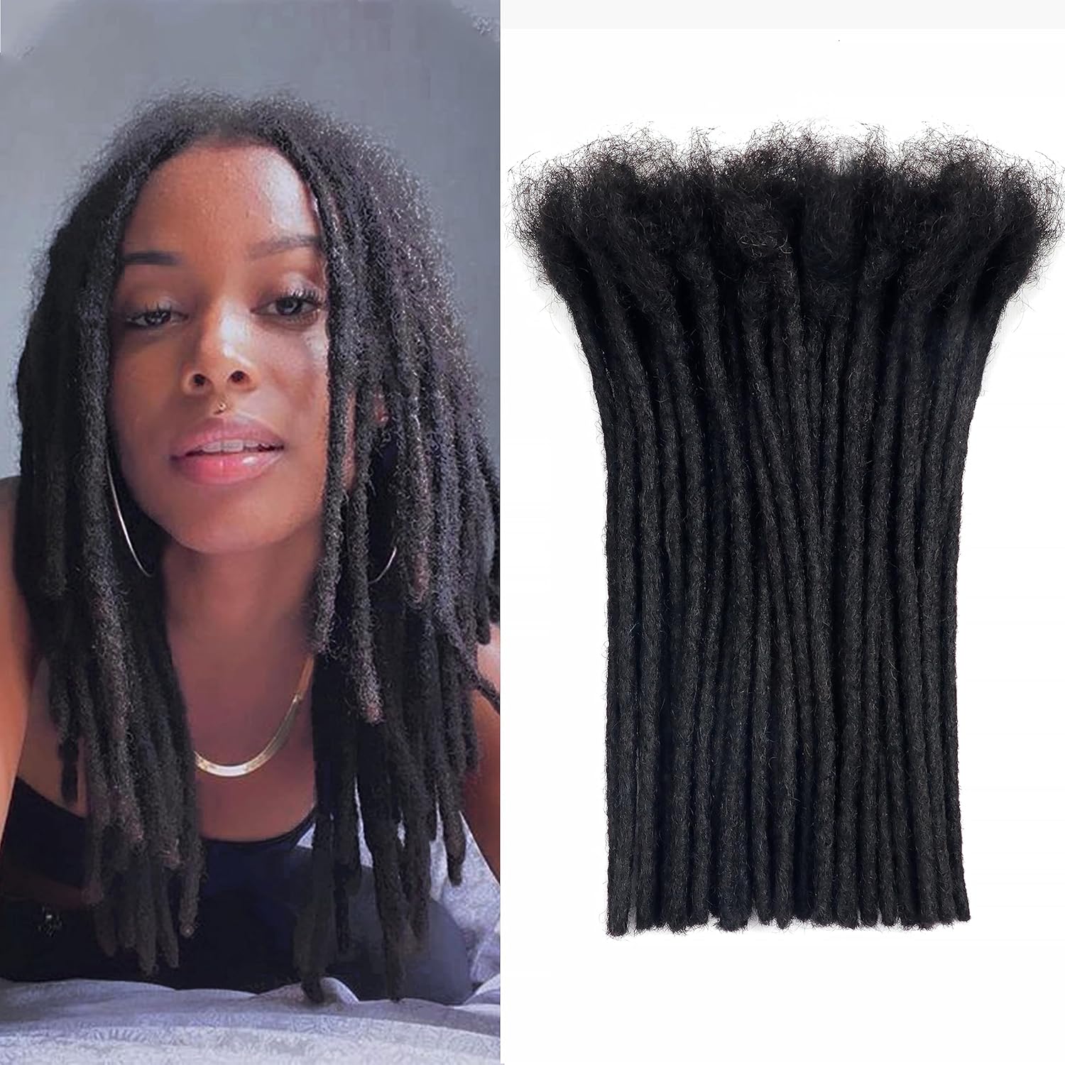 Loc – Extensiones de cabello humano de 4-24 pulgadas, extensiones de rastas de cabello humano totalmente hechas a mano, extensiones de cabello