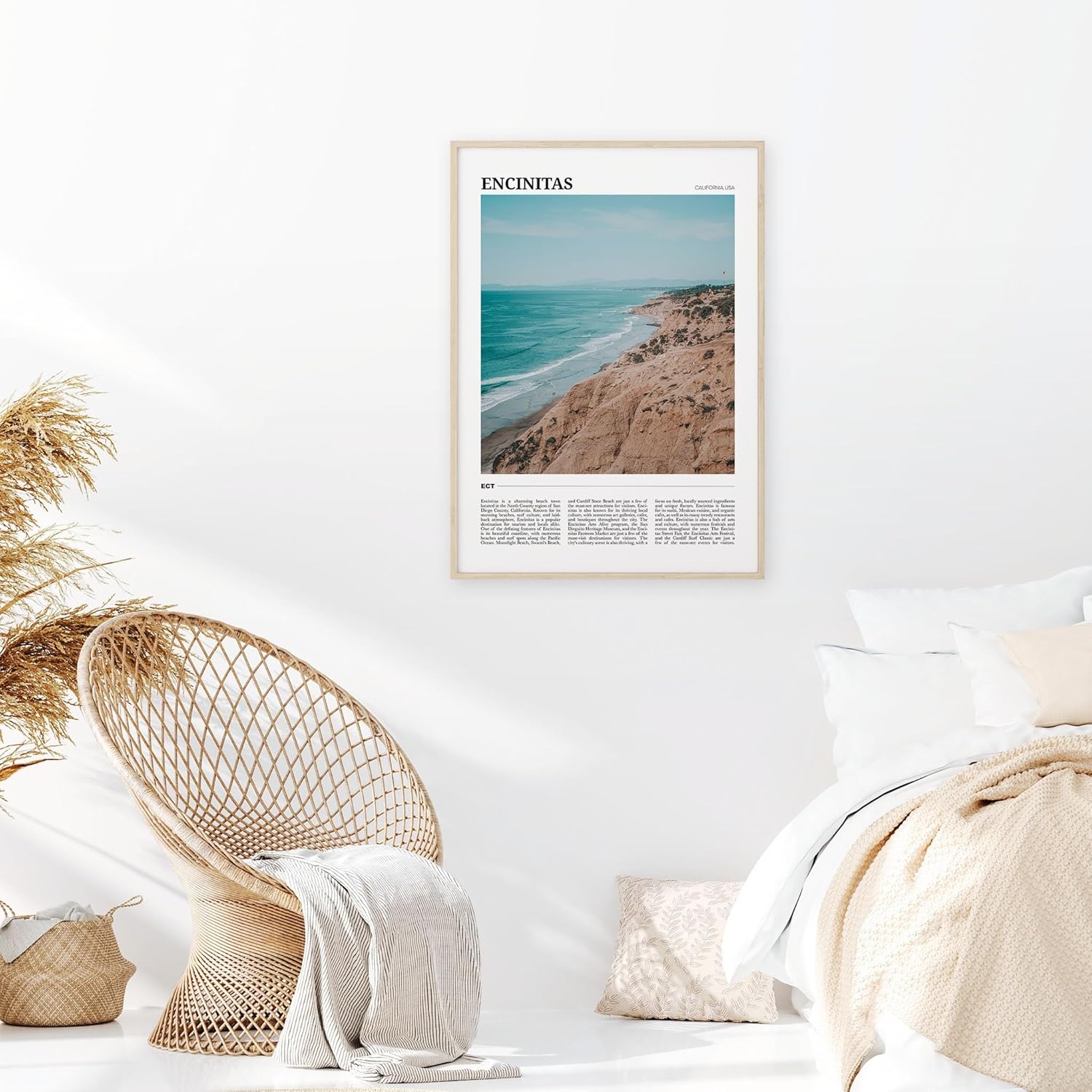 Póster de viaje de Encinitas, arte de pared de Encinitas, impresión de póster de Encinitas, foto de Encinitas, decoración de Encinitas, California,