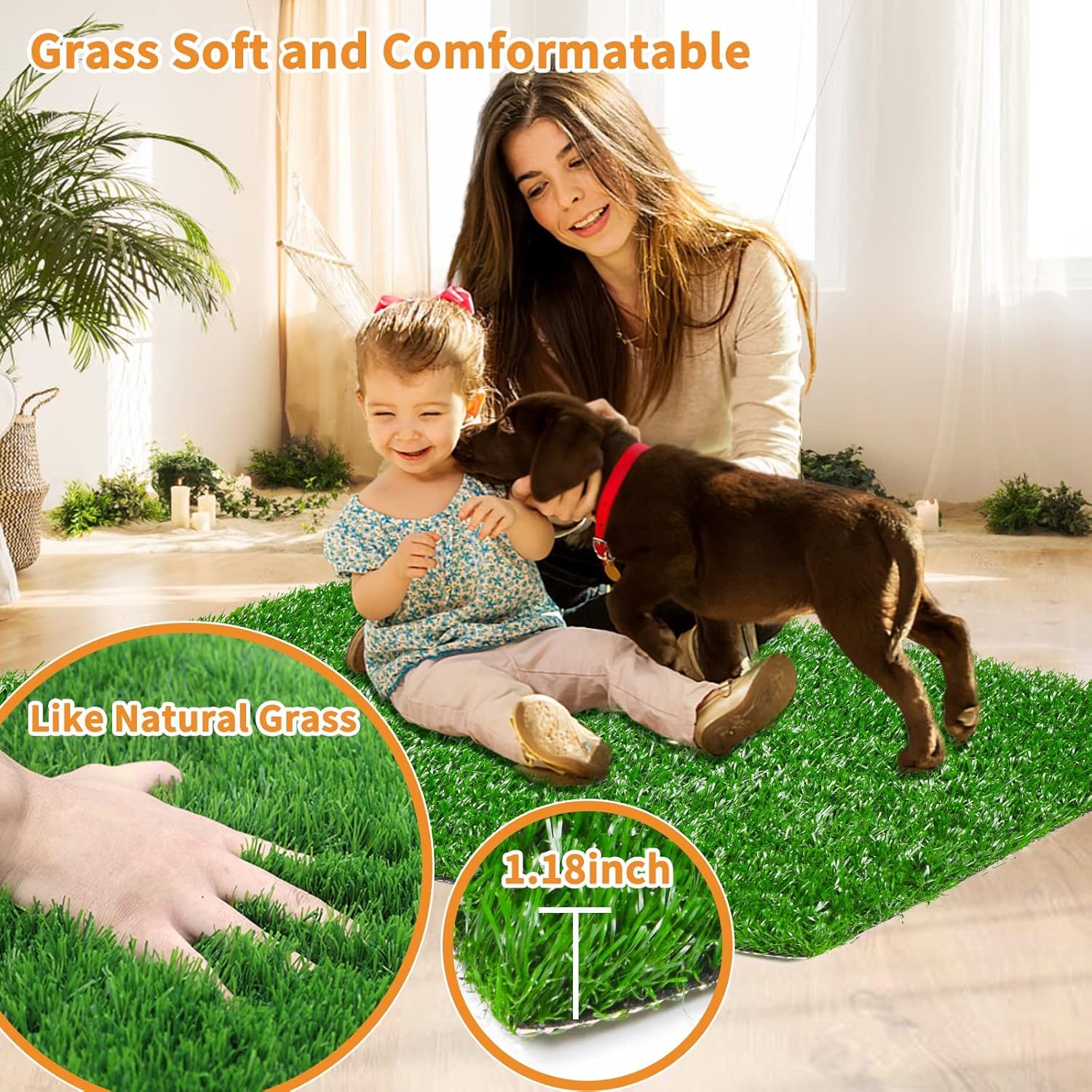 LOOBANI Almohadillas para orinar de pasto para perros, almohadillas de césped artificial para entrenamiento de perros para bandeja de orinal, Tuf de