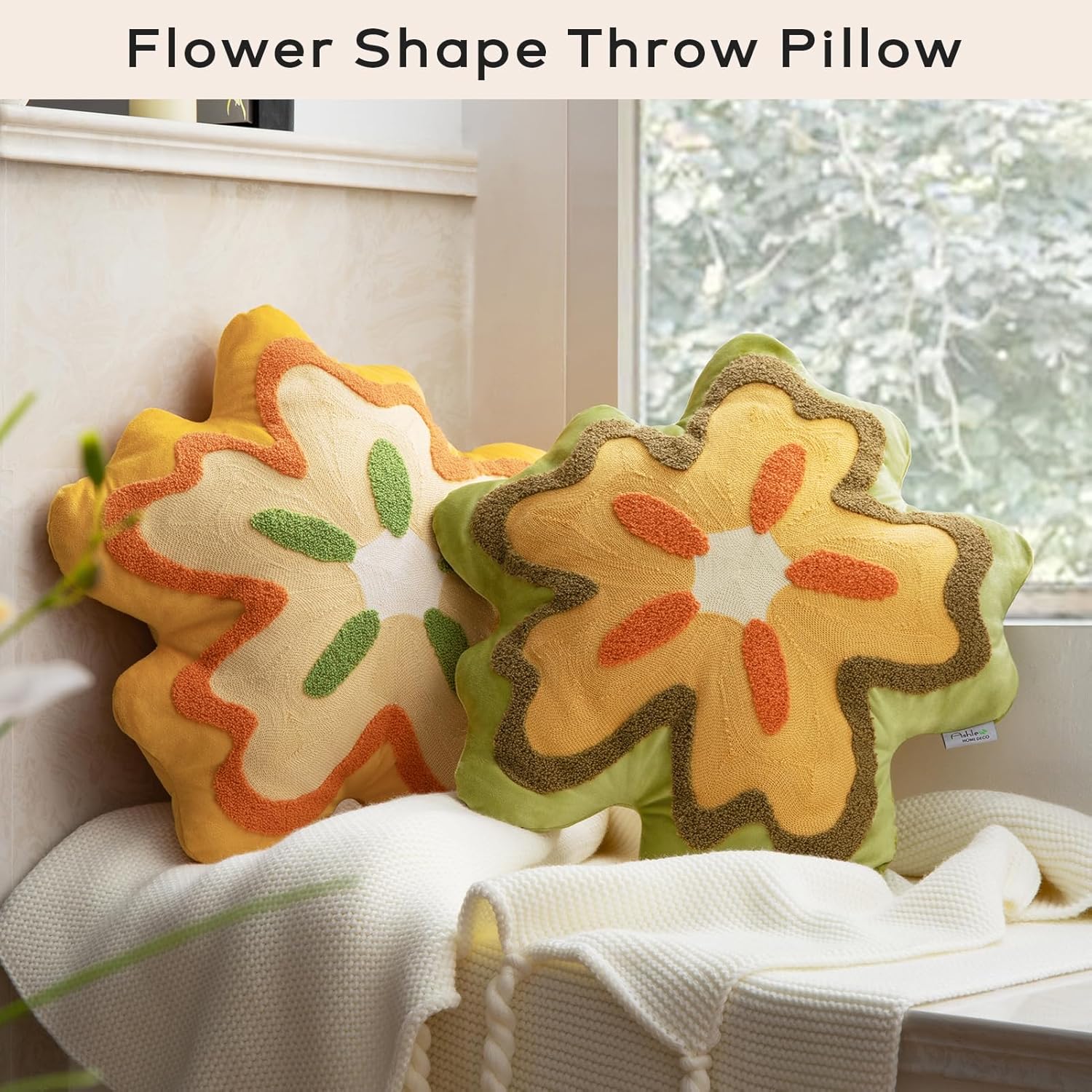 Ashler – Almohada con forma de flor, bonito cojín de flores para sofá, exquisito patrón de flores, almohadas decorativas para sofá, cama, silla,