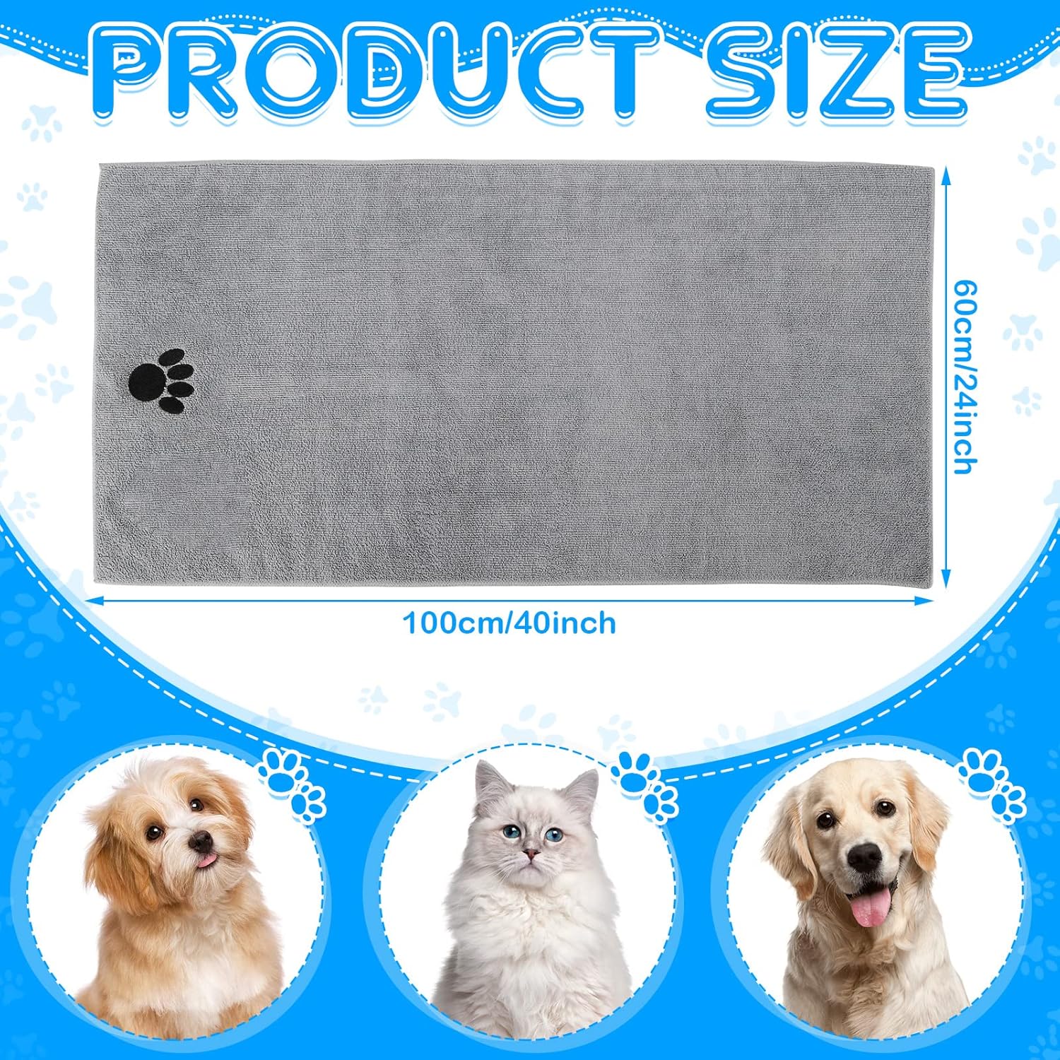 Chumia Paquete de 4 toallas absorbentes de aseo para mascotas, toallas para secar perros, toallas de microfibra suave de secado rápido, toalla de