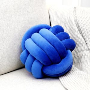 Petrella Almohadas redondas de nudo para decoración del hogar, cojín decorativo estético, color azul joya de 11 pulgadas Petrella Almohadas redondas de nudo para decoración del hogar, cojín decorativo estético, color azul joya de 11 pulgadas