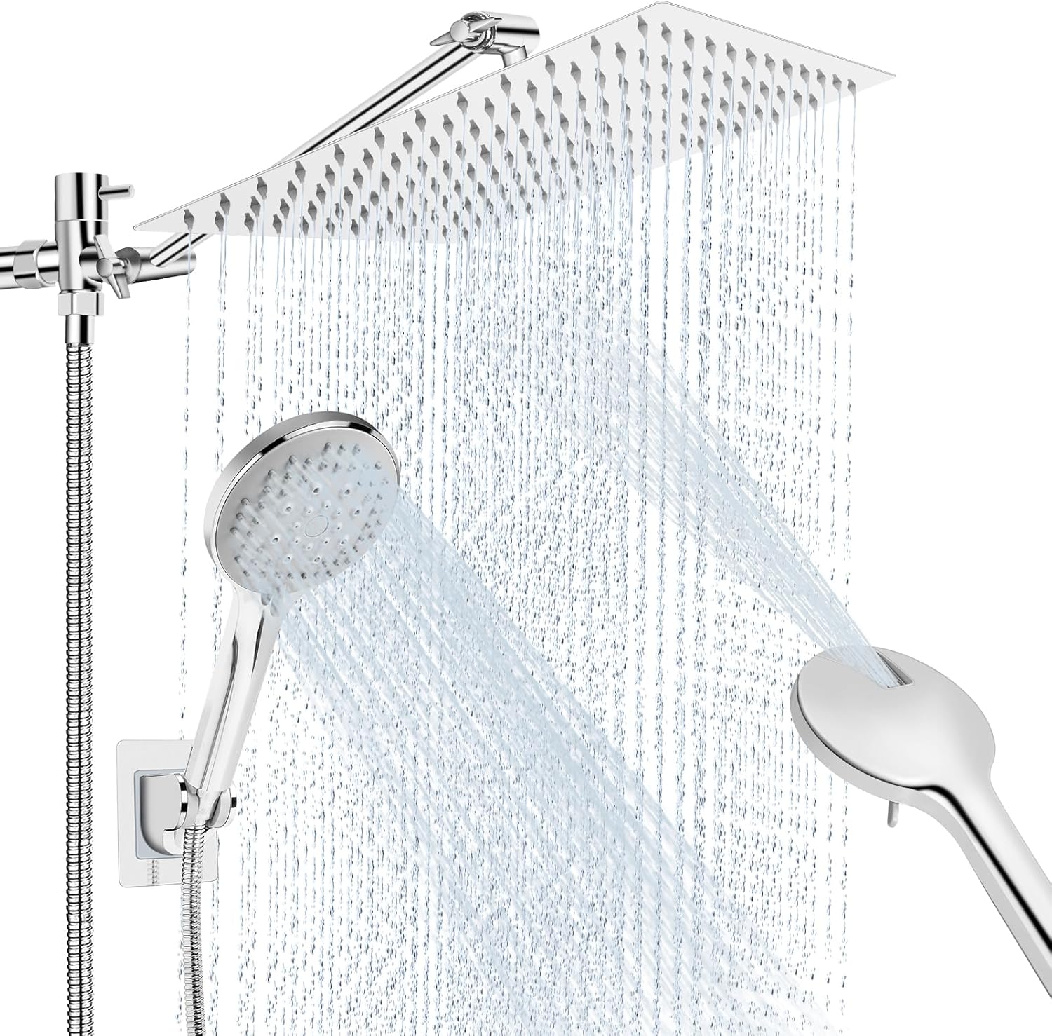 Cabezal de ducha de lluvia de 10 pulgadas con rociador de mano, cabezal de ducha de lluvia con brazo de extensión ajustable de 11 pulgadas, 5