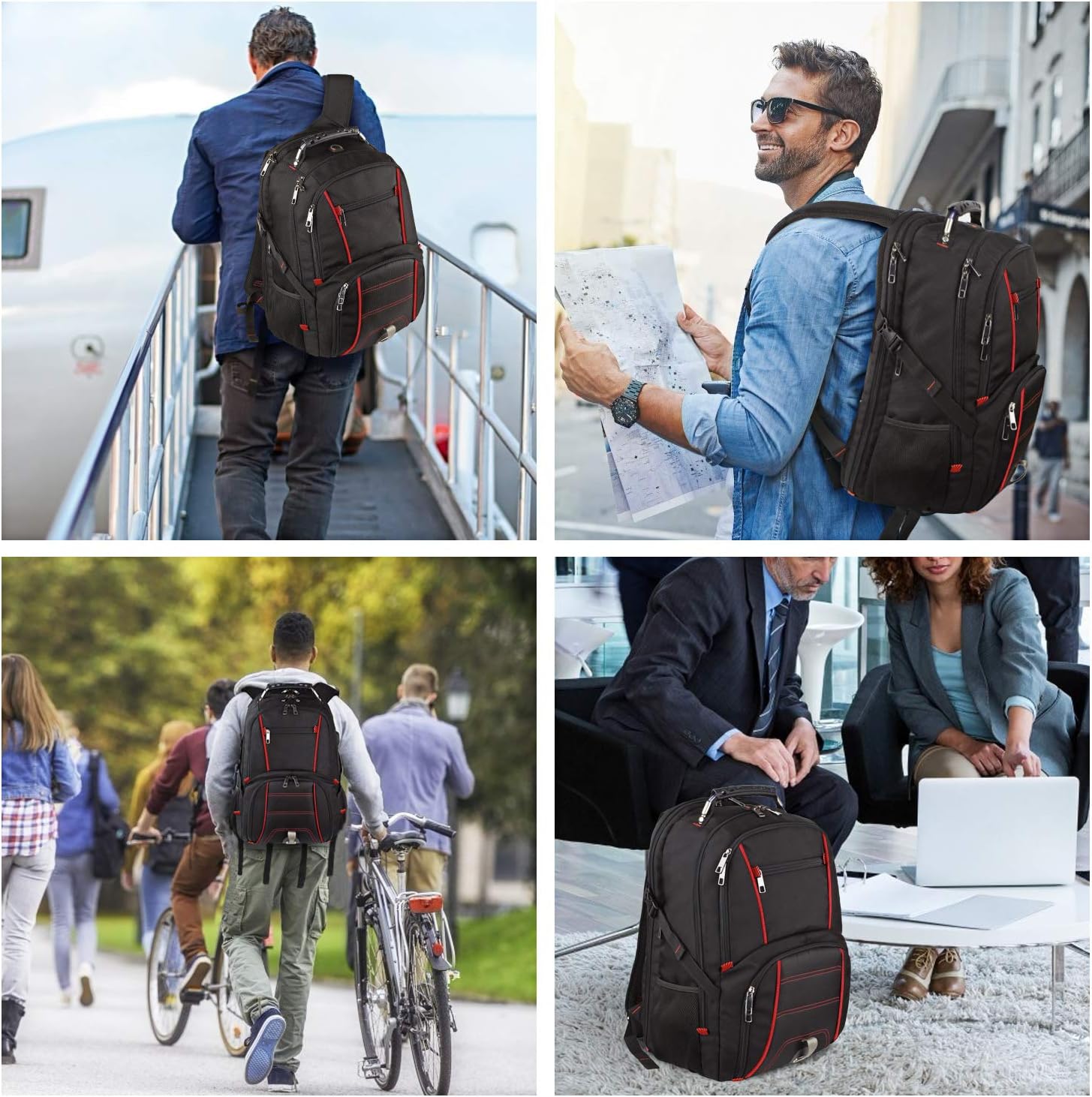 Jiefeike Mochila de viaje para hombres, capacidad extra grande para la universidad, mochila de computadora compatible con TSA de 45 litros con