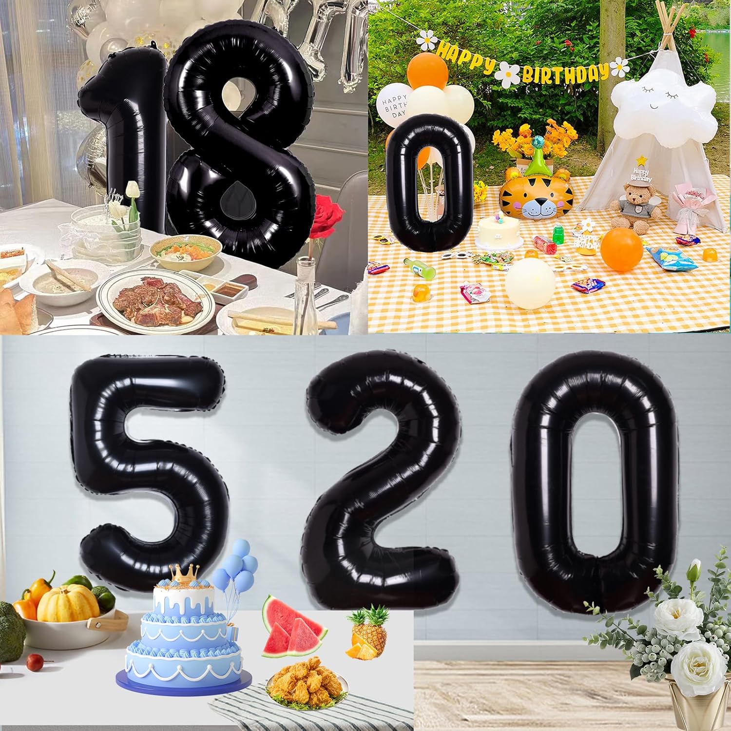 Globo negro gigante de 40 pulgadas con el número 17, globos de aluminio de Mylar de helio para fiestas de cumpleaños, decoraciones de cumpleaños de