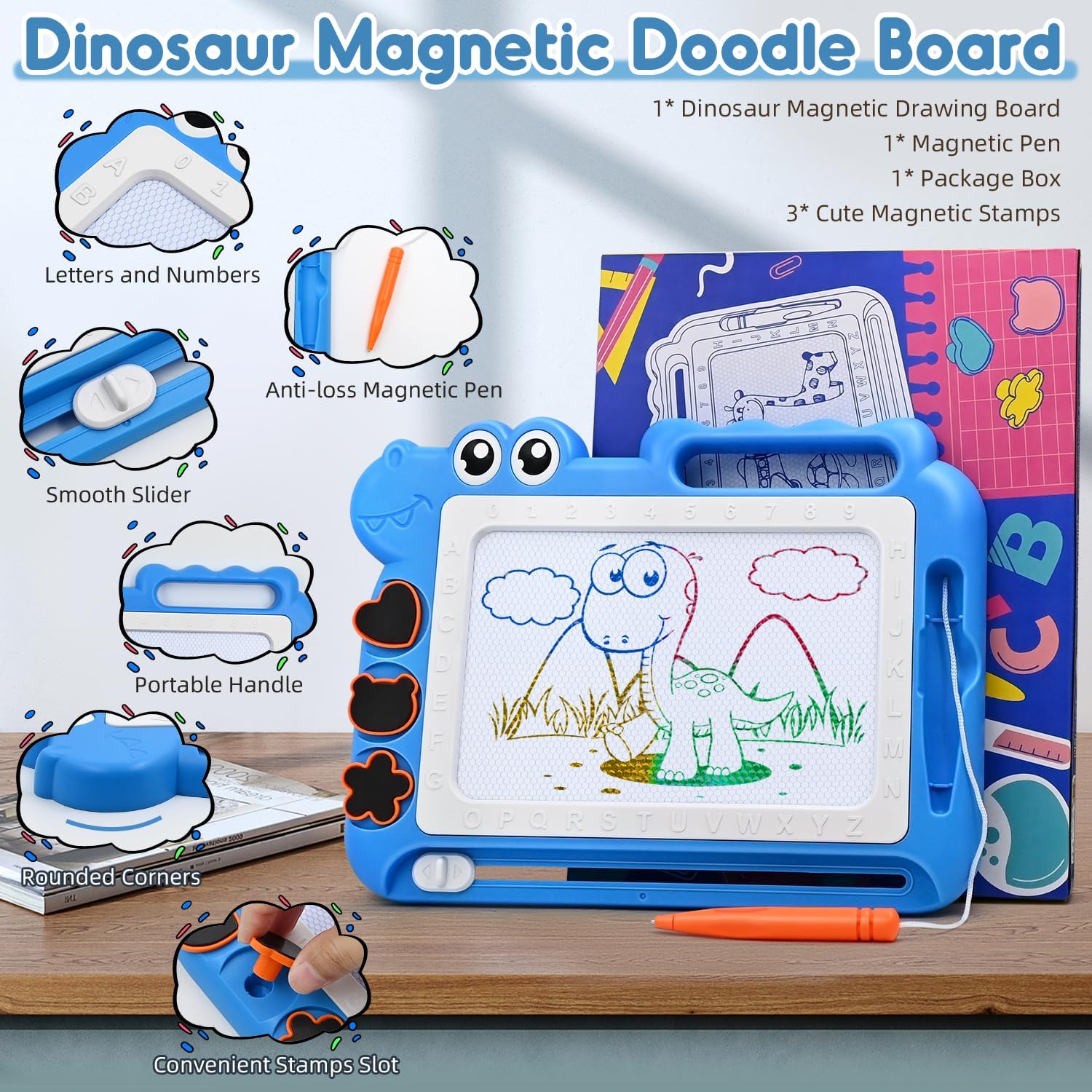 AiTuiTui Tabla de dibujo magnética para niños pequeños, regalo para niñas de 2 a 3 años, bloc de dibujo para escribir y dibujar, juegos de viaje,