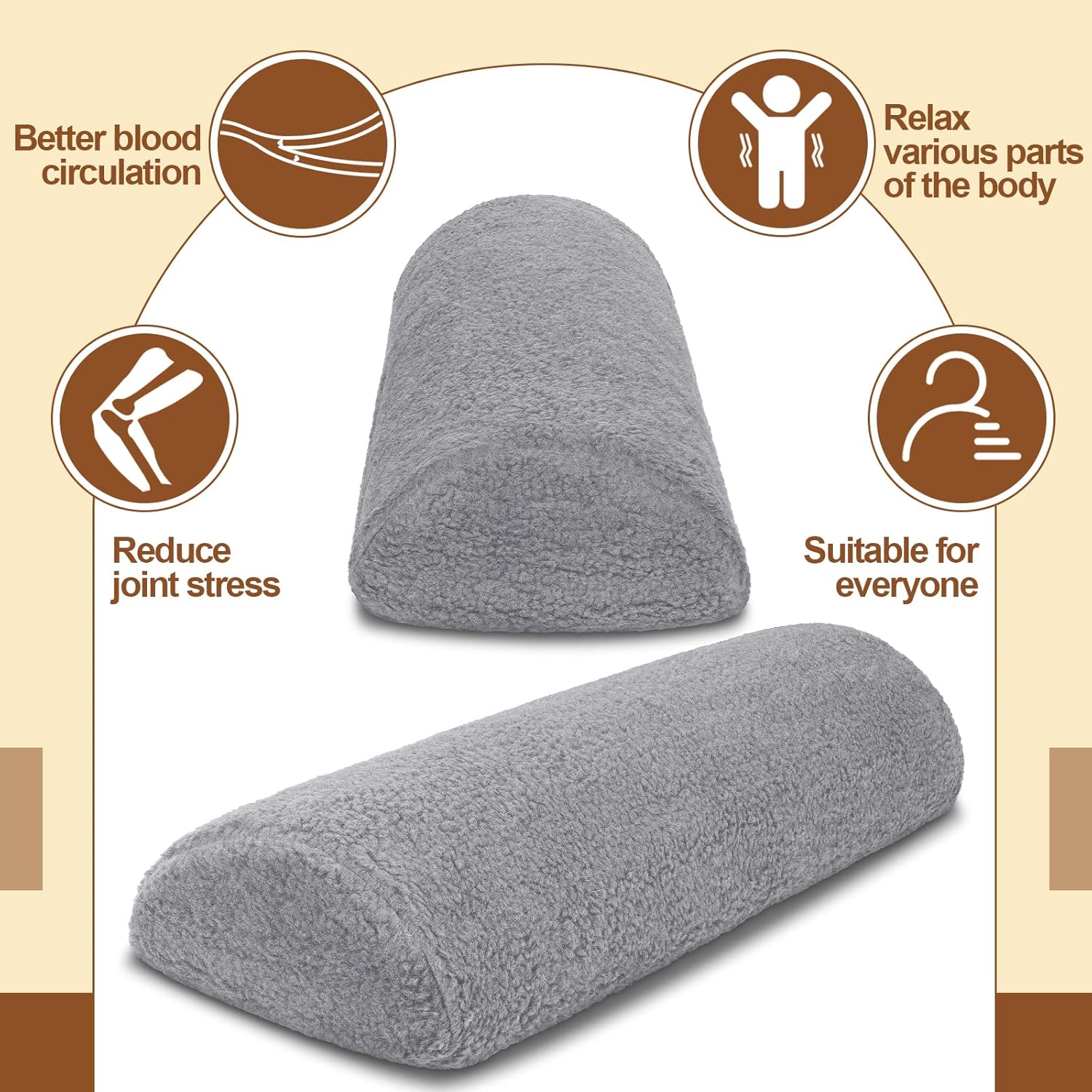 Cojín reclinable para reposapiés para sofá con funda para media luna, almohada debajo de la rodilla, para dormir de espalda y aliviar el dolor, 19.7