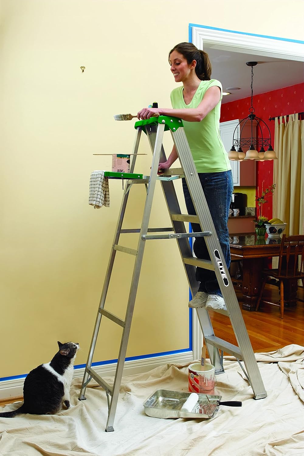 LITE Escalera de aluminio de 6 pies, capacidad de 225 libras, tipo II, LP-2211-06