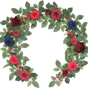 TINGE TIME Guirnalda de flores artificiales de 5 pies con tarjeta perfumada, guirnalda de rosas hecha a mano, guirnalda floral para decoración de TINGE TIME Guirnalda de flores artificiales de 5 pies con tarjeta perfumada, guirnalda de rosas hecha a mano, guirnalda floral para decoración de