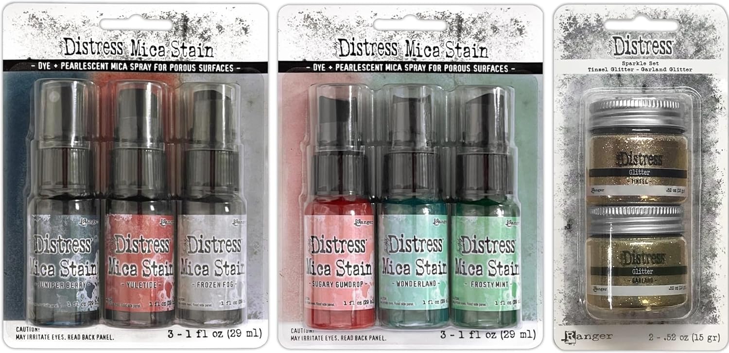 Tim Holtz 2023 – Juego de manchas de mica navideñas #5 y #6 y Holiday Sparkle Set, edición limitada, paquete de 3 artículos