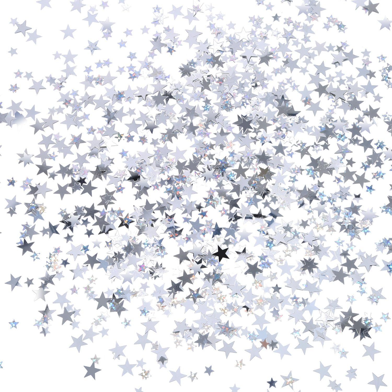 Confeti de estrella metálico plateado con purpurina para decoración de bodas, fiestas de cumpleaños, 2.1 onzas