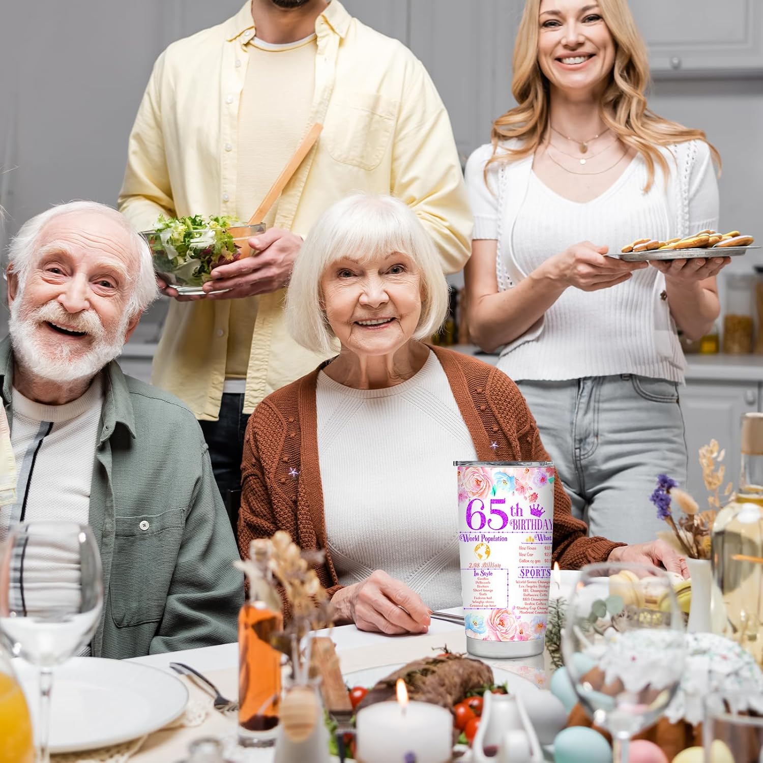 Regalos de cumpleaños 65 para mujeres, vaso de cumpleaños 65, ideas de regalo, regalo de cumpleaños de 65 años para mamá, abuela, decoraciones de