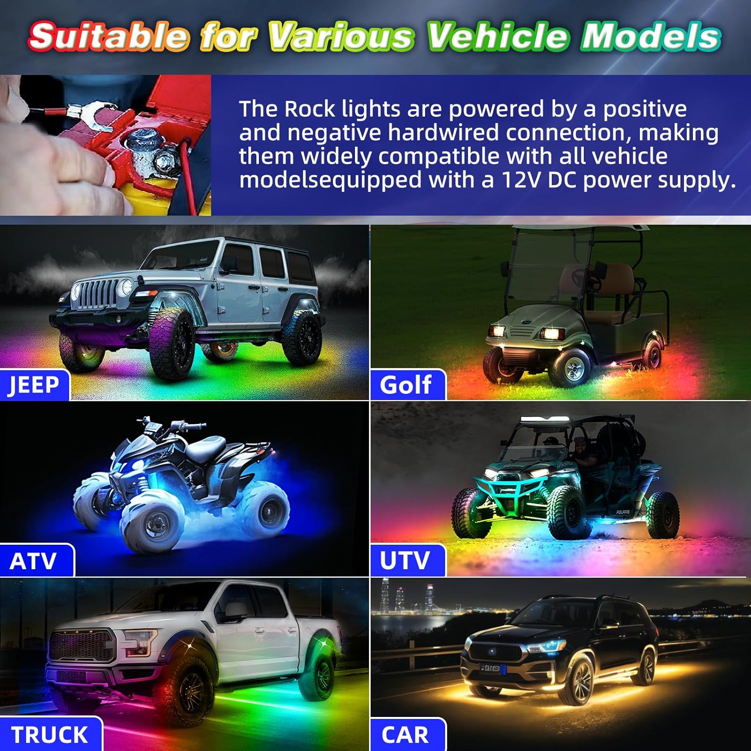 LD DARKEAGLE Chasing Dream – Luces LED Rock con control remoto APPRF, impermeables, 6 vainas, luces basculantes subterráneas con freno, multicolor,
