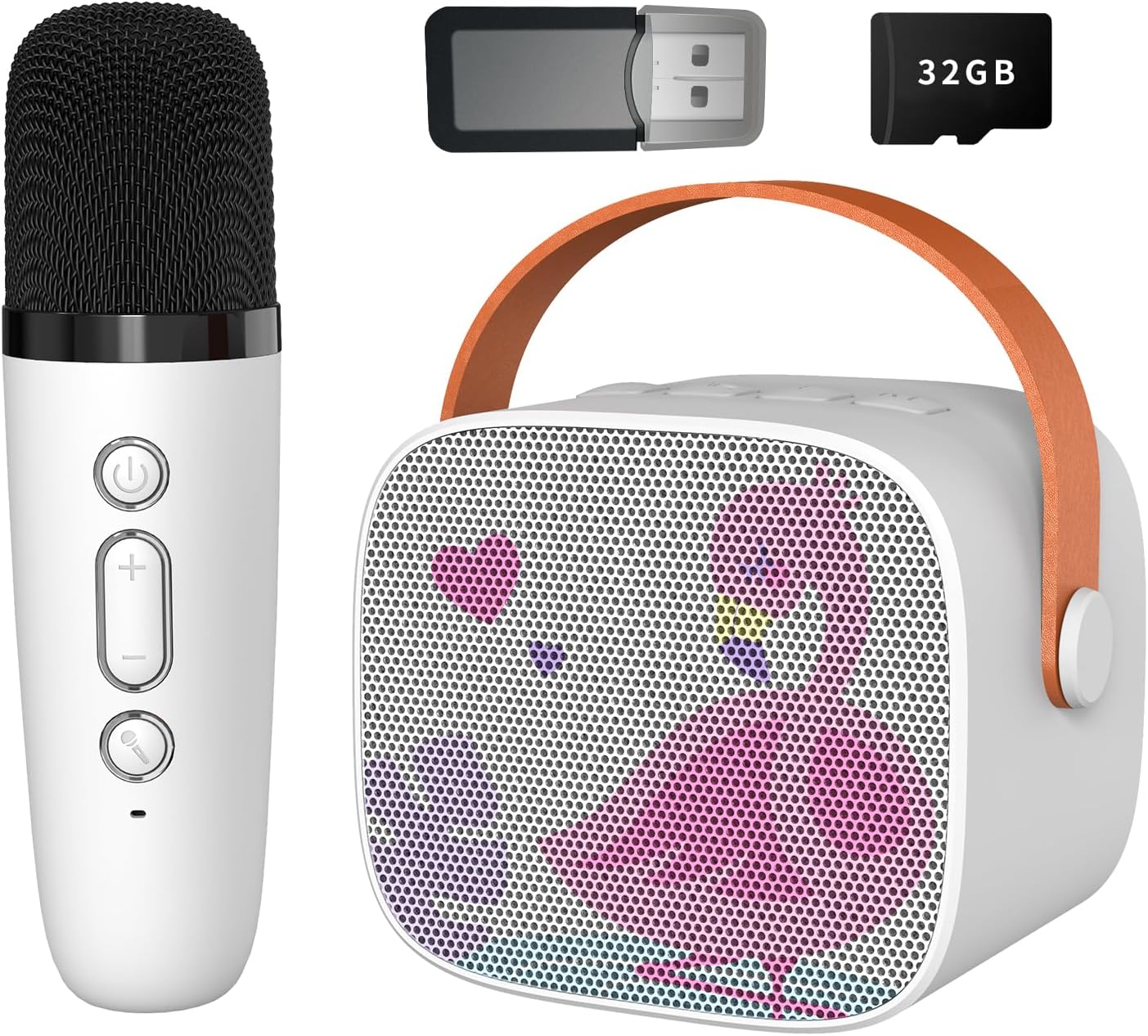 Mini máquina de karaoke para niños, altavoz Bluetooth portátil con micrófono inalámbrico, reproductor de música para niños, juguetes para niñas, 3,