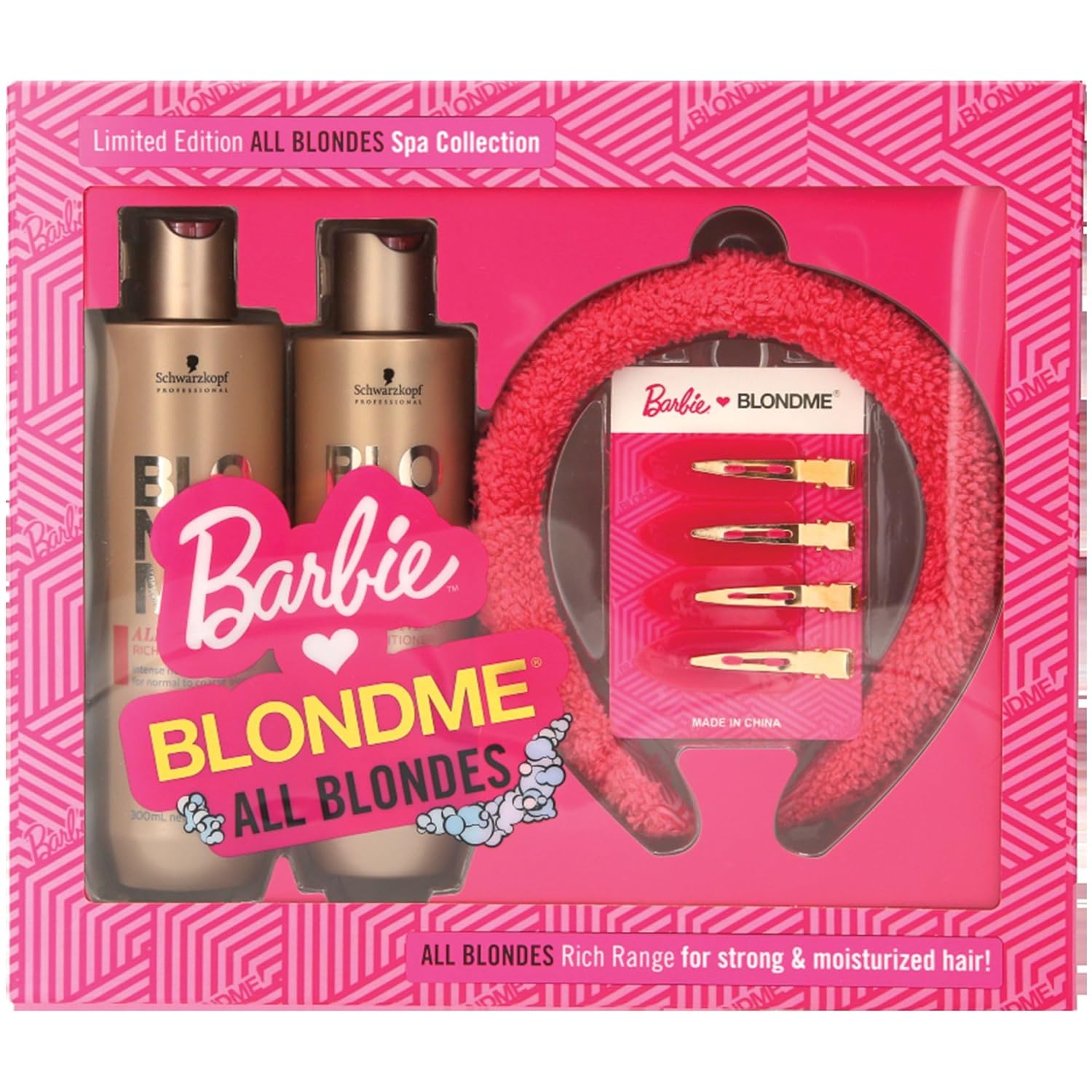 BlondMe x BARBIE Home Spa Collection  Kit All Blondes  Tratamiento nutritivo e hidratante para cabello brillante  Champú hidratante para cabello