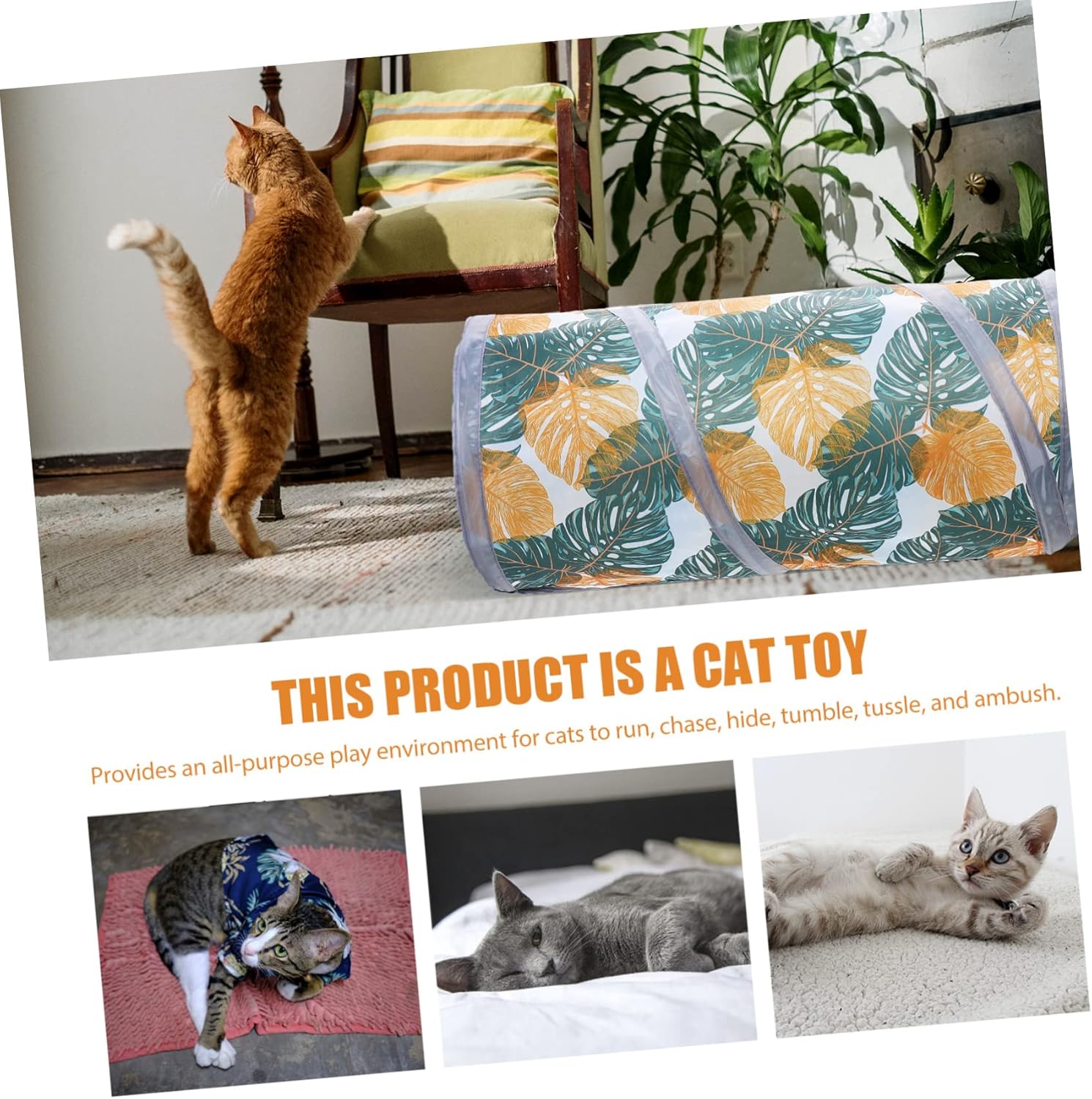 POPETPOP 3 piezas de túnel de mascotas plegable para gatos, juguetes interactivos para gatos, túnel de cama, accesorios de conejo para conejos,
