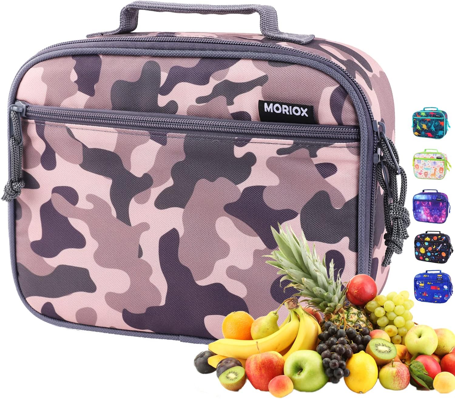MORIOX Lonchera para niños, bolsa aislante suave de camuflaje, minihielera para el regreso a clases, kit de bolsa térmica para comidas para niños y