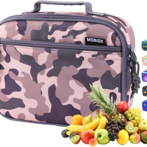 MORIOX Lonchera para niños, bolsa aislante suave de camuflaje, minihielera para el regreso a clases, kit de bolsa térmica para comidas para niños y MORIOX Lonchera para niños, bolsa aislante suave de camuflaje, minihielera para el regreso a clases, kit de bolsa térmica para comidas para niños y