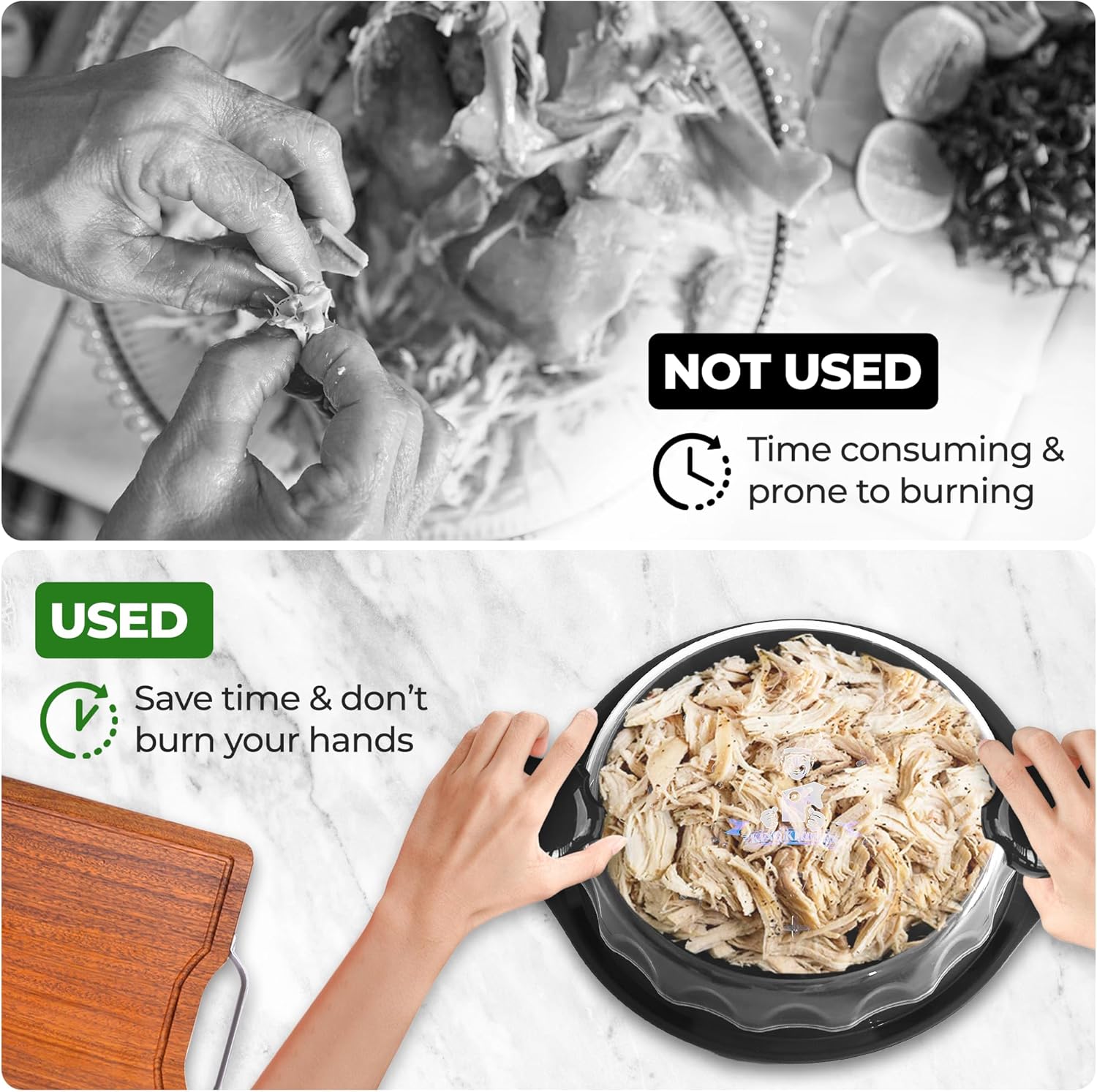 Trituradora de pollo profesional, herramienta de trituradora de carne grande visible con cubierta transparente, molinillo de pollo fácil de usar con