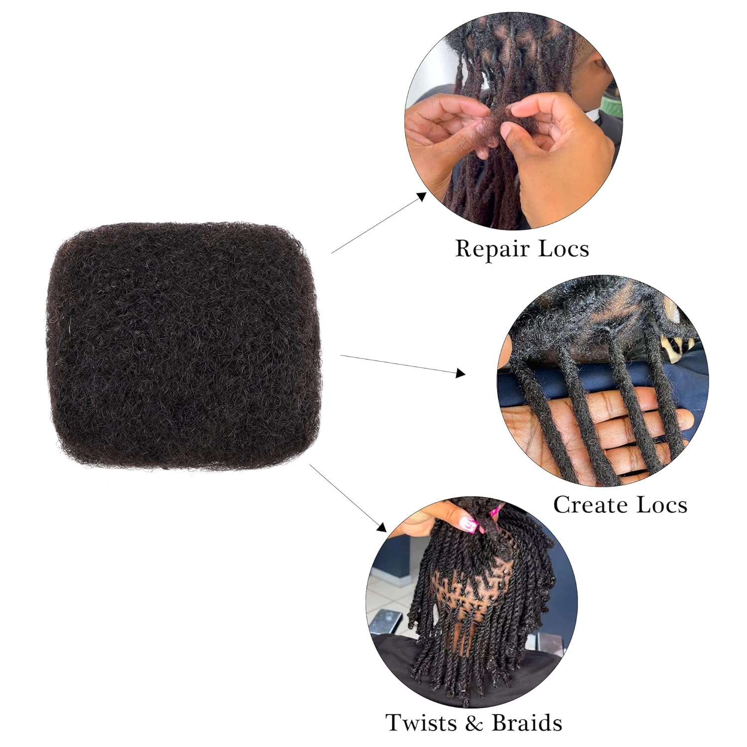Afro Kinkys – Extensiones de cabello humano a granel para extensiones de rastas, cabello afro de ganchillo para mujeres negras, cabello humano afro