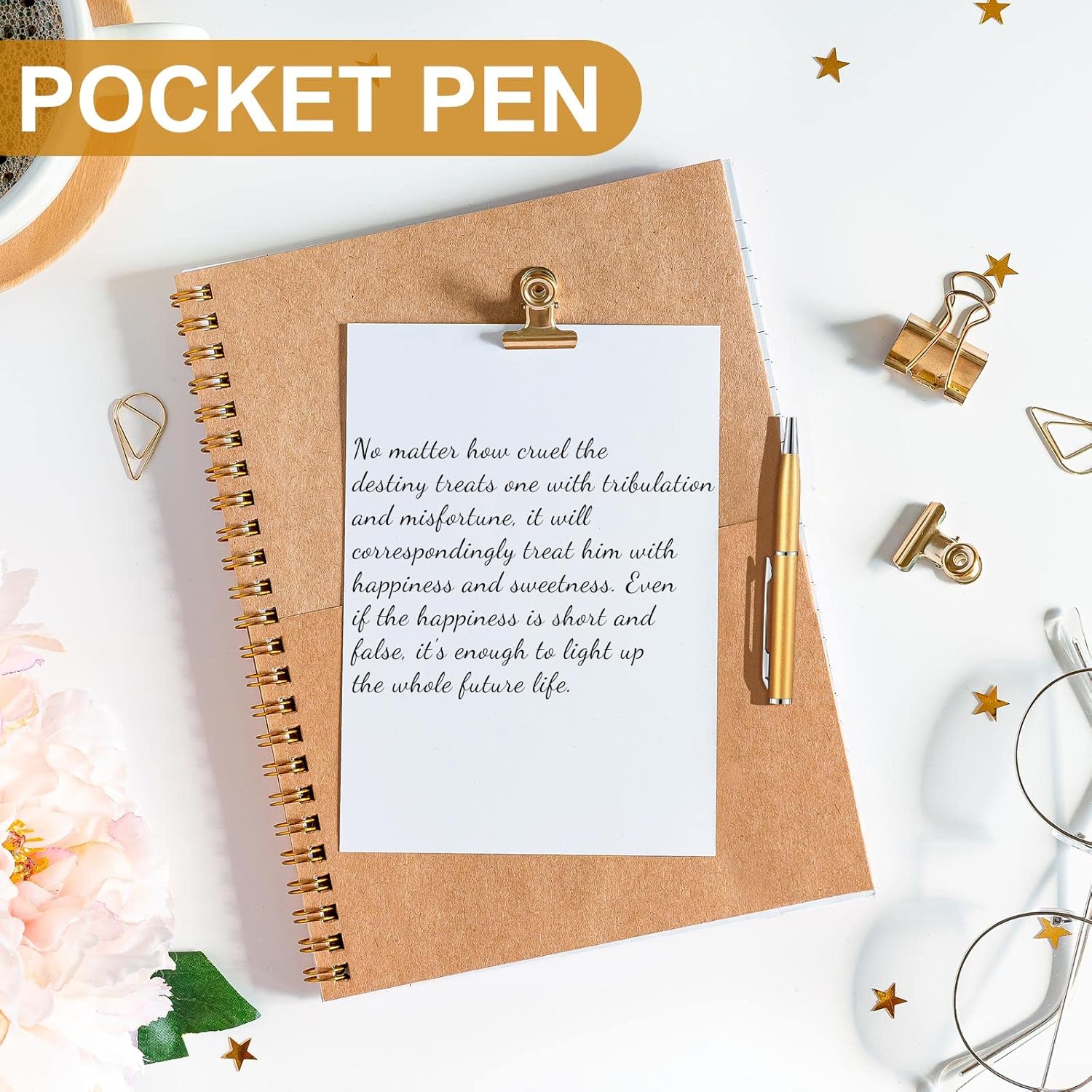 16 mini bolígrafos pequeños, bolígrafos cortos a granel, mini bolígrafos de metal pequeños de acero inoxidable con accesorios de cobre para