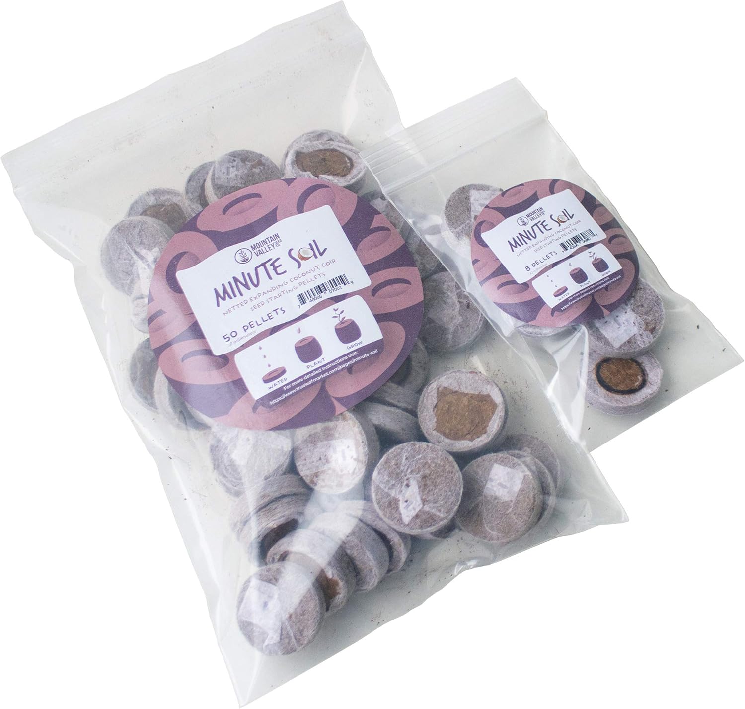 Pellets de inicio de semillas de coco puro con red de coco, 1.654 in, paquete de 500 unidades, sostenibles, renovables, sin modificar, superiores a