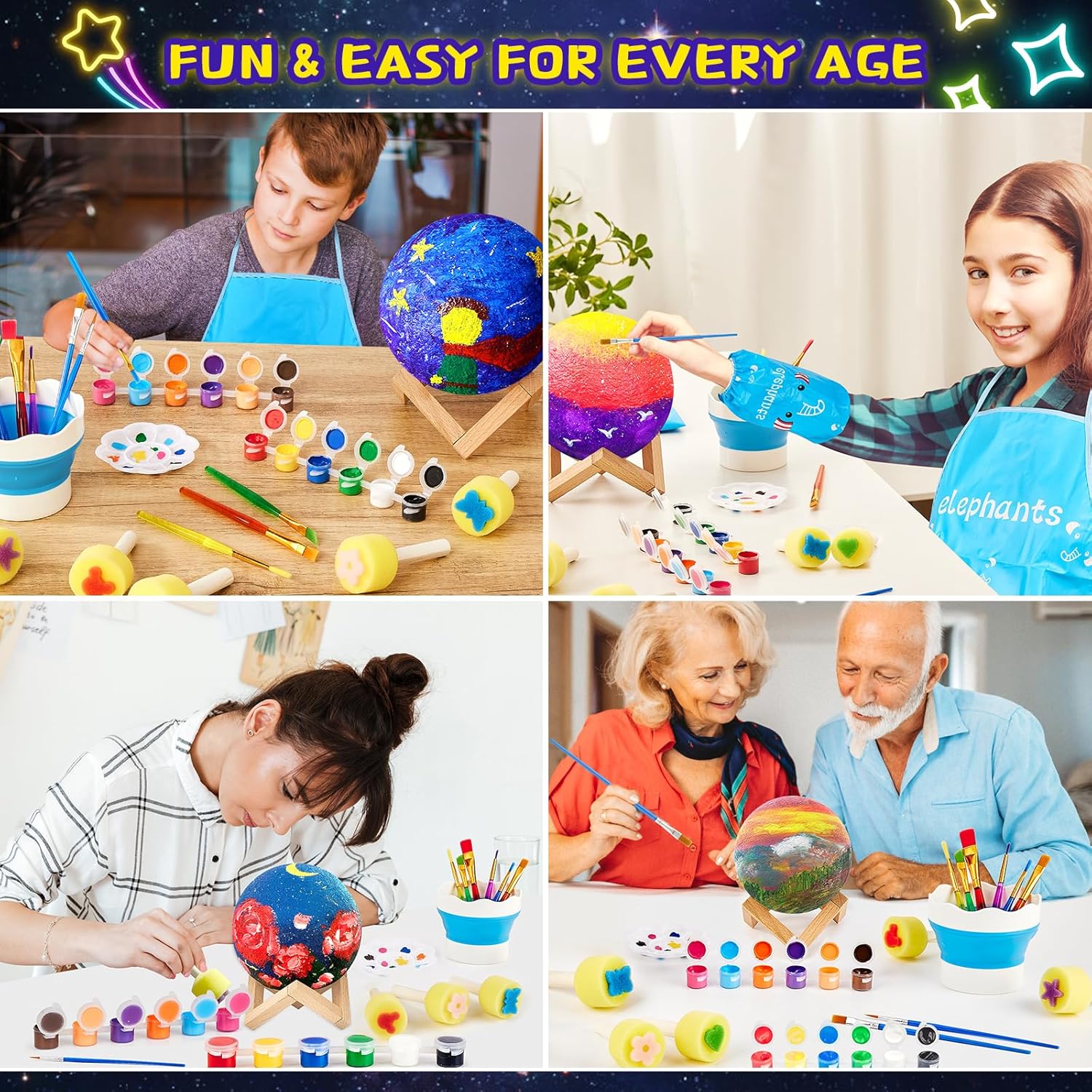 Kit de lámpara de luna para pintar tu propia luna, suministros de arte, kit de manualidades para niños de 9 a 12 años, artes y manualidades para