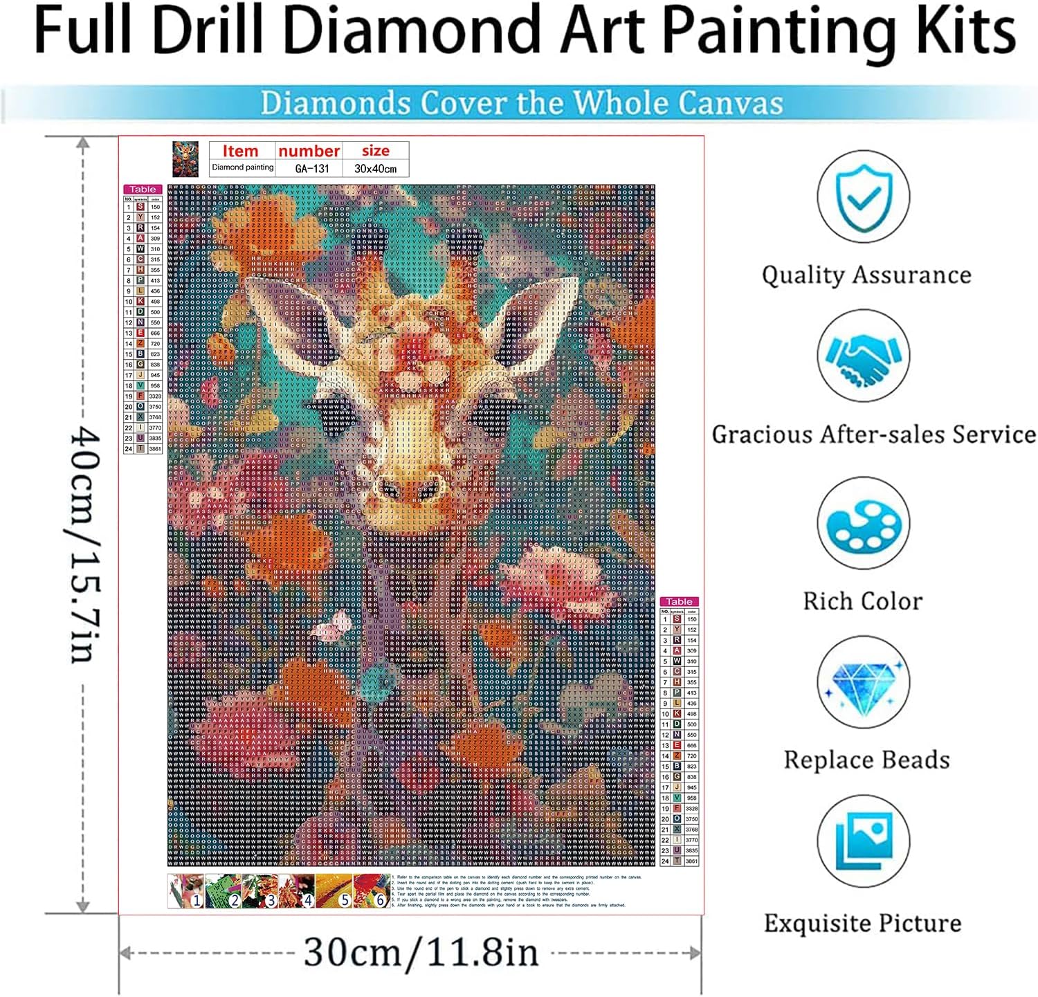 GemZono Kits de pintura de diamantes 5D para adultos y niños, kits de arte de diamantes de jirafa con diamante redondo, brocas completas, kits de