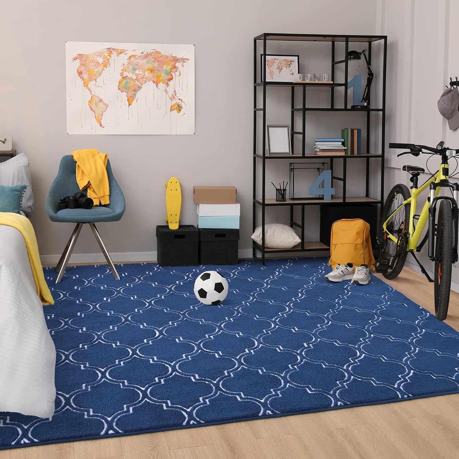 Chicrug Shag – Alfombra geométrica moderna para dormitorio, alfombra de interior de espuma viscoelástica, de 5 x 7 pies, alfombra mullida para sala