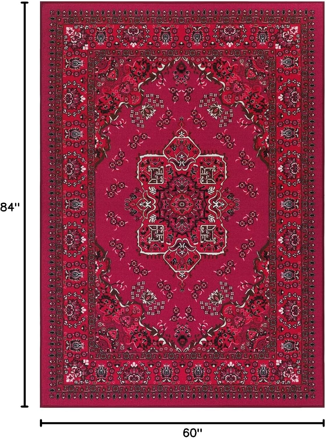 Antep Rugs Alfombras Oriental – Alfombras tradicionales de 5 x 7 pies (antideslizante) de bajo perfil con parte trasera de goma para interiores