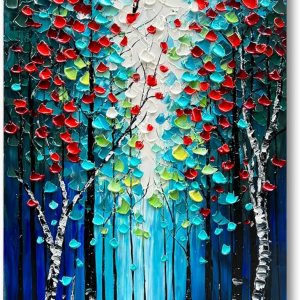 Diathou Paisaje forestal pintado a mano, pintura al óleo, azul oscuro, lienzo vertical, grande, arte de pared, 46 x 23 pulgadas, pintura al óleo, Diathou Paisaje forestal pintado a mano, pintura al óleo, azul oscuro, lienzo vertical, grande, arte de pared, 46 x 23 pulgadas, pintura al óleo,